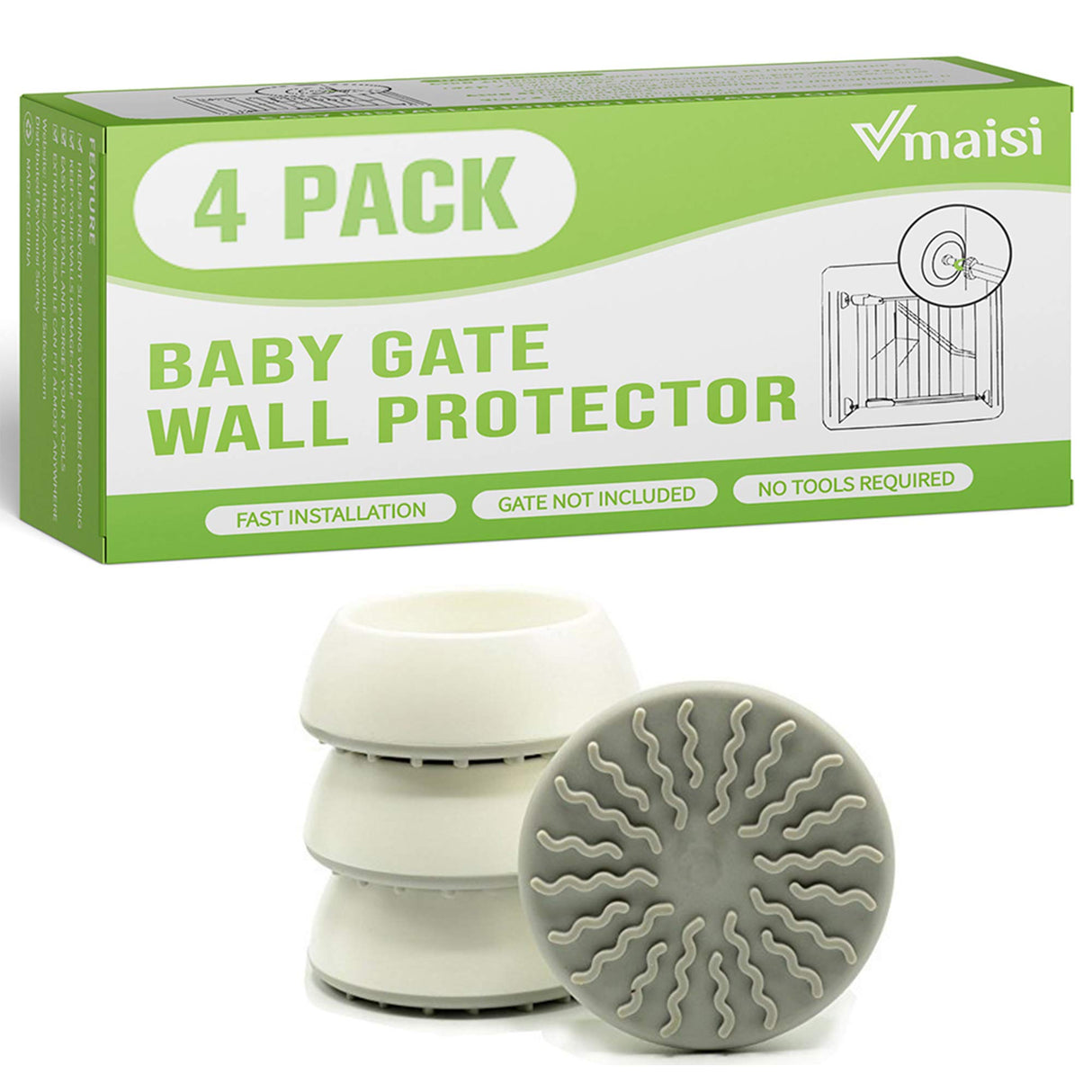 Vmaisi Baby Gate Wall Protector - Protect Walls from Pressure Mounted Pet Dog Gates, 4 Pack White