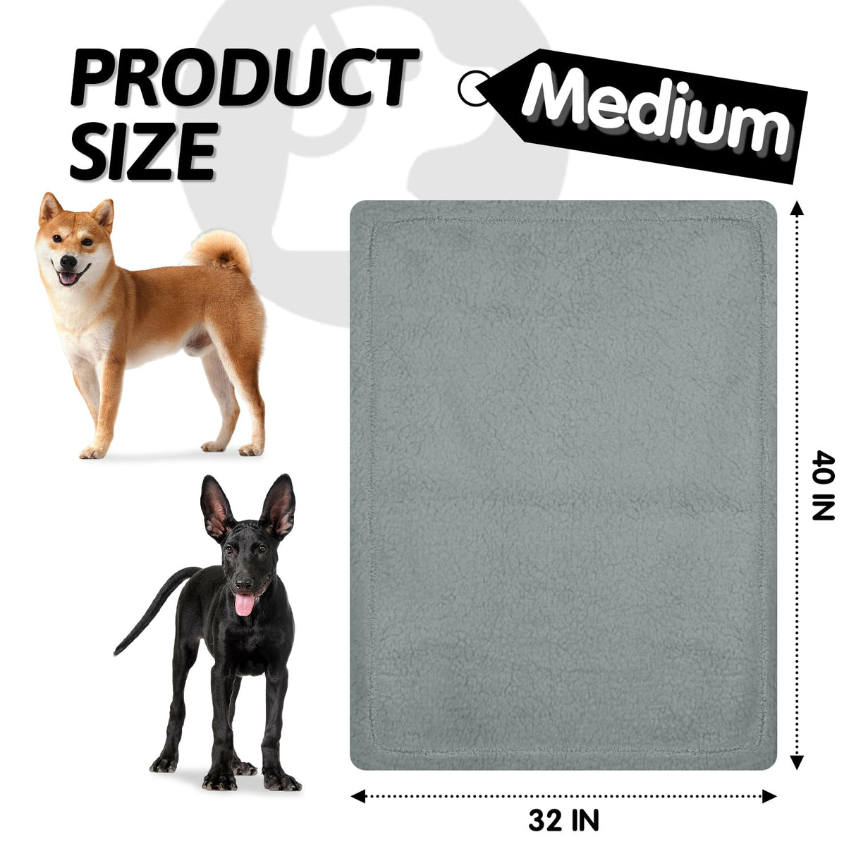 furrybaby Dog Blanket Soft Dog Blankets for Large Dogs Puppy Essentials Washable Sherpa Fleece Cat Blanket 32x40 Inches for Bed Furniture Couch Sofa (Medium, Grey)