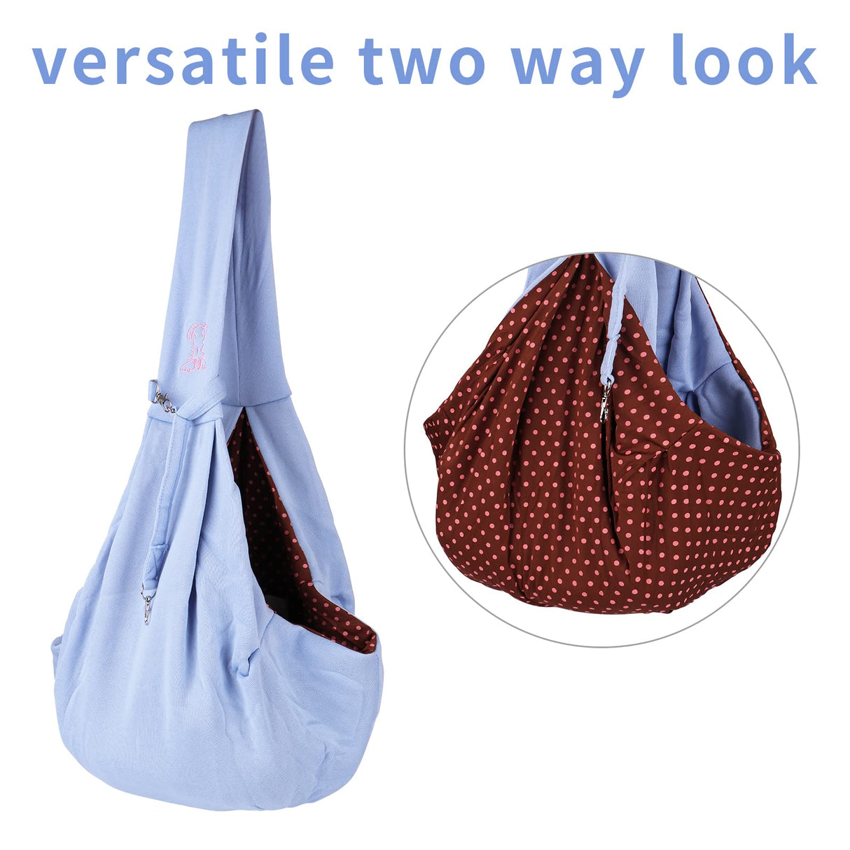 Small Dog Cat Sling Carrier,Hands Free Reversible Pet Carriers Bag,Pet Carrier Shoulder Crossbody Pet Slings Suitable for Puppy, Small Dogs, and Cats for Outdoor Travel (Blue)