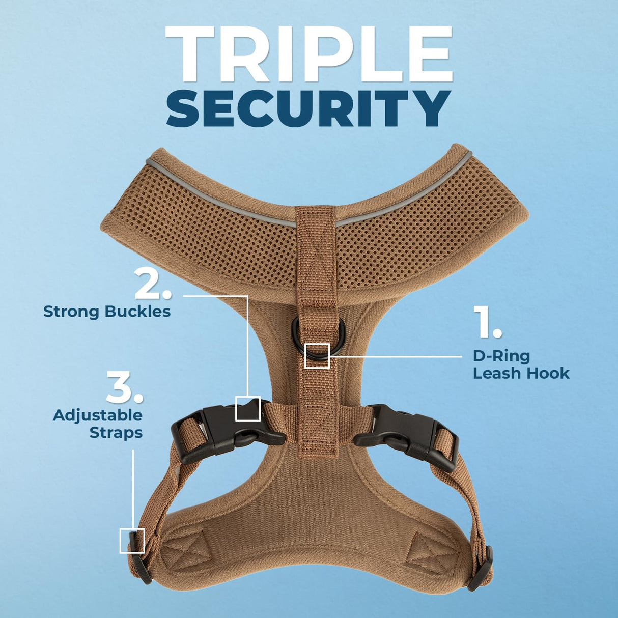 Best Pet Supplies Voyager Aerolite No Pull Mesh Dog Harness, Reflective Stitching, Breathable Harness, Adjustable for Walking, Training, Running, Heavy Duty and Durable, Beige, XL