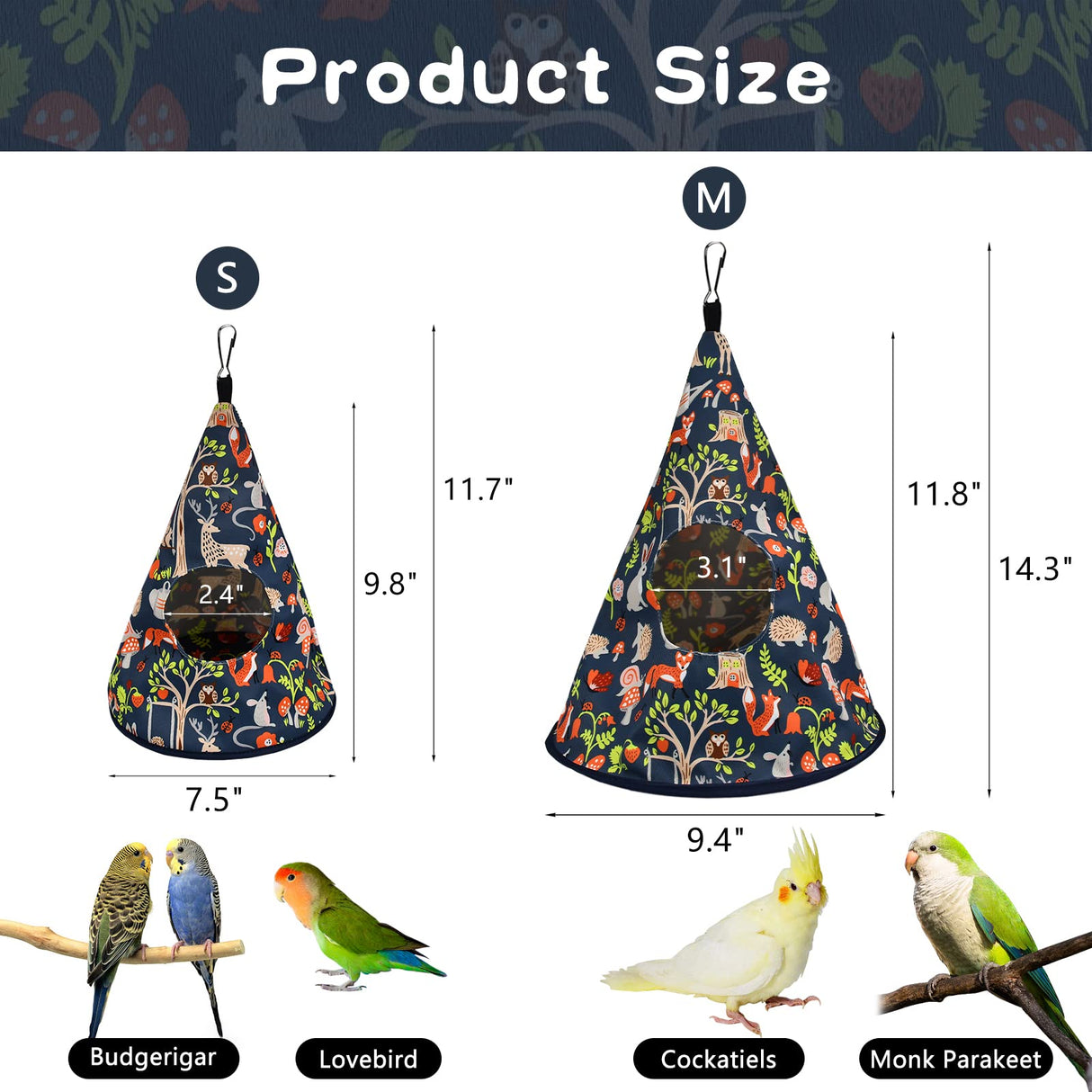 Parrot Cockatiel Warm House Bird Nest Bed All Season Hanging Hammock Birds Sleeping Bed Parrot Hideaway Bed Polyester Fabric Washable for Parakeet Cockatiels Budgies Lovebird