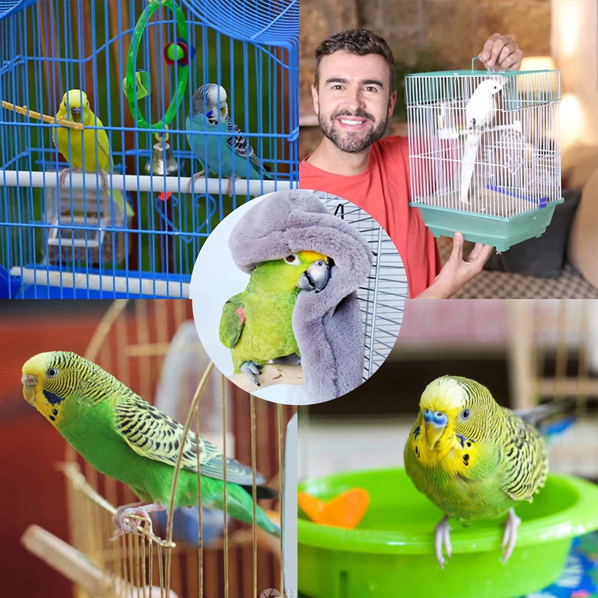 Corner Fleece Bird Blanket,Bird Blanket for Cage,Cozy for Birds,Parrot Cage Snuggle Hut Warm Bird Nest House Bed for Parrots,Small Conures, Lovebirds and Cockatiels M