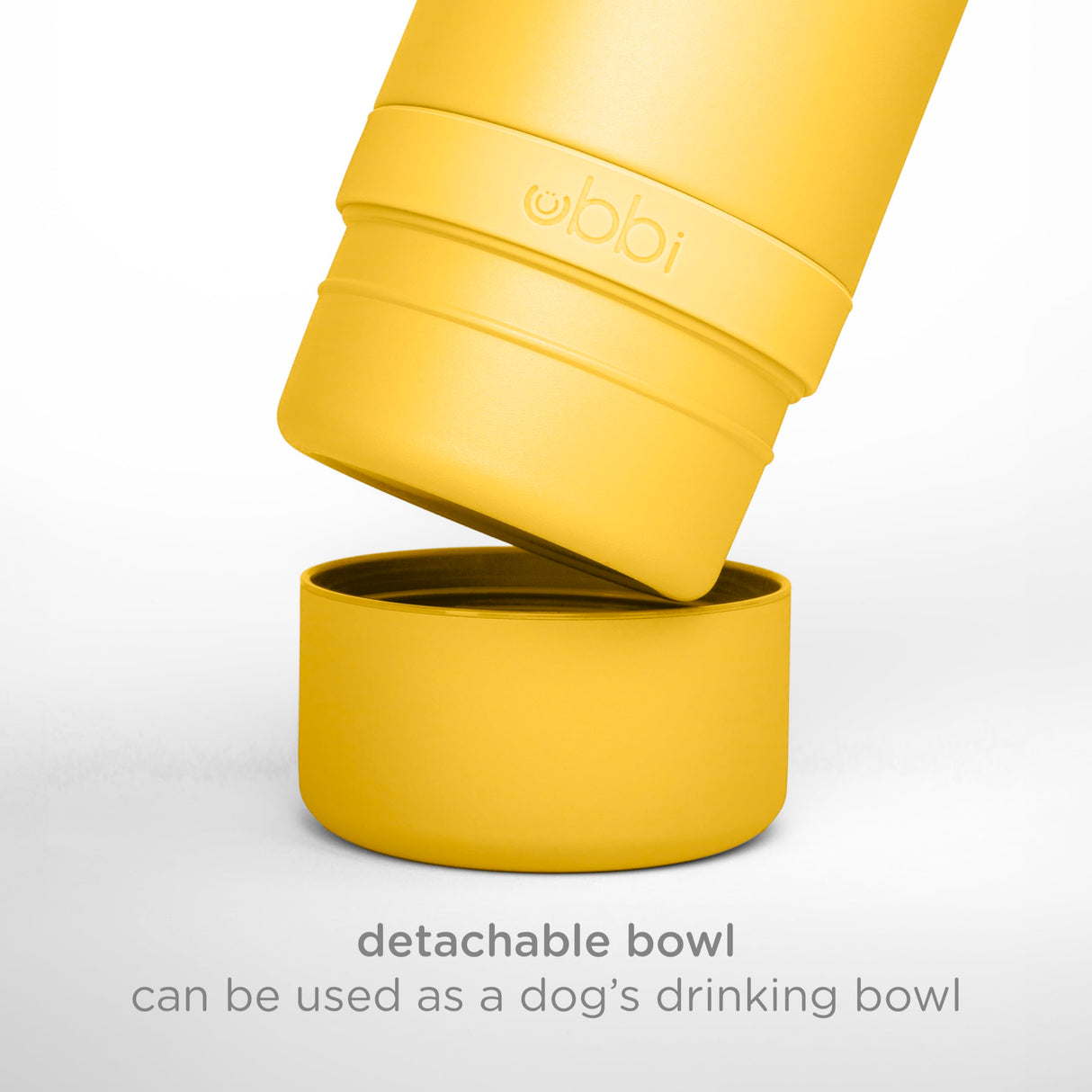 Ubbi Pup & Me Stainless Steel Insulated Portable 32 oz. Water Bottle for Dogs and Owners with Attached Dog Bowl, Yellow
