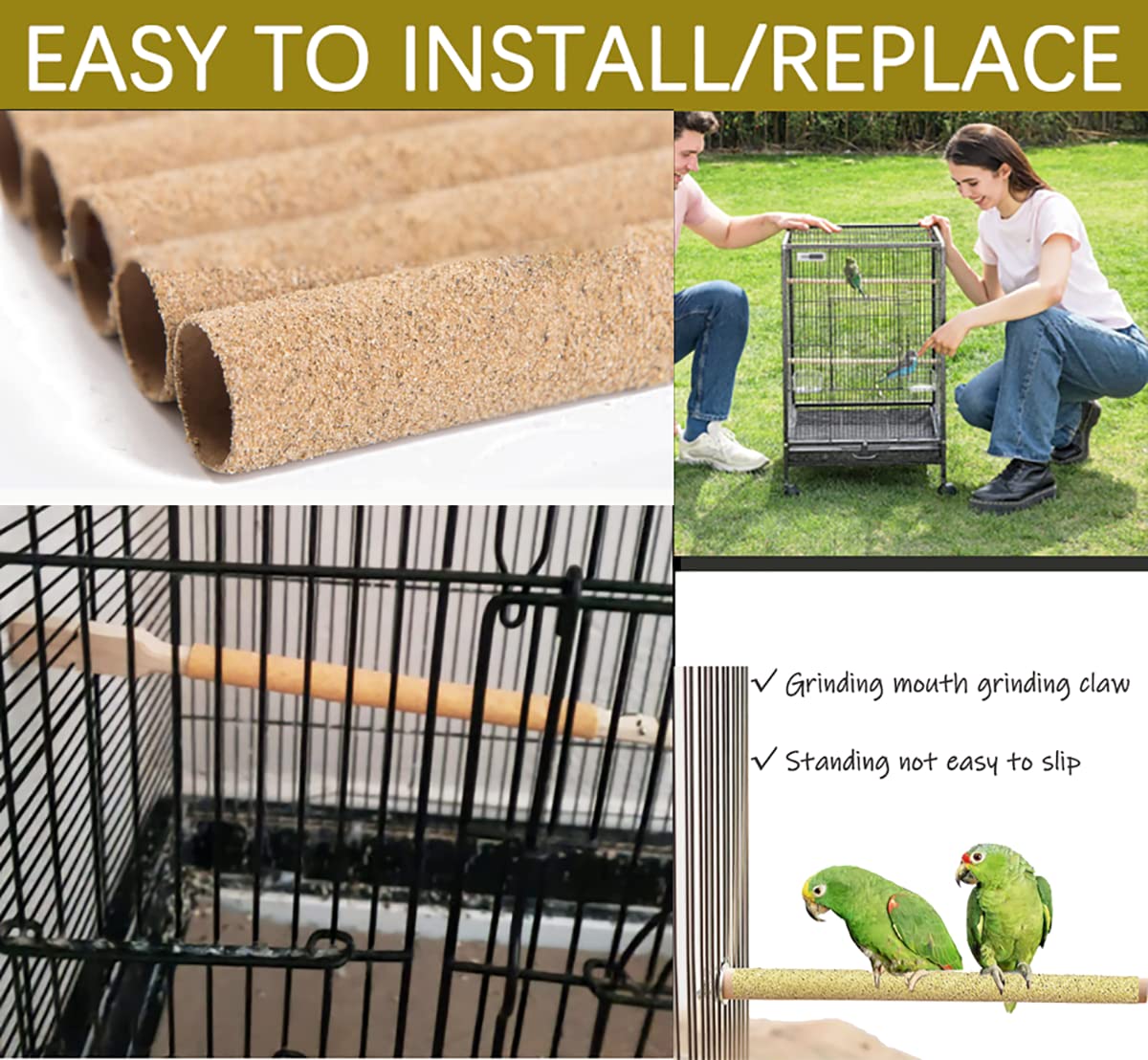 20Pcs Sand Perch Covers for Bird - Bird Perchs Covers 7.5" Long x 3/8" Diameter Bird perches for Parakeets, Lovebirds, Parrotlets, Canaries and Other Small Birds (Yellow, 20pcs 7.5" x 0.43")