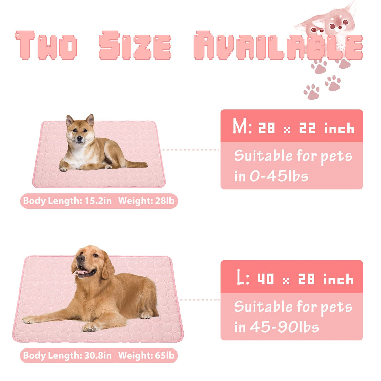 MeiLiMiYu Washable Dog Cooling Mat Ice Silk Pet Self Cooling Pad Blanket for Indoor & Outdoor Car Seats