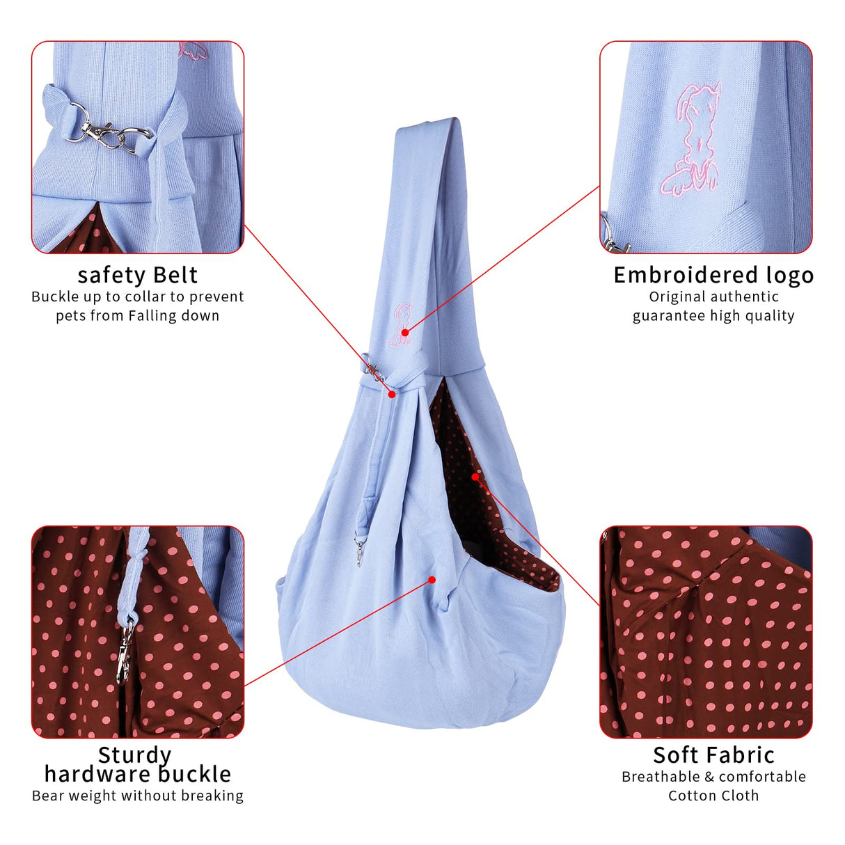 Small Dog Cat Sling Carrier,Hands Free Reversible Pet Carriers Bag,Pet Carrier Shoulder Crossbody Pet Slings Suitable for Puppy, Small Dogs, and Cats for Outdoor Travel (Blue)