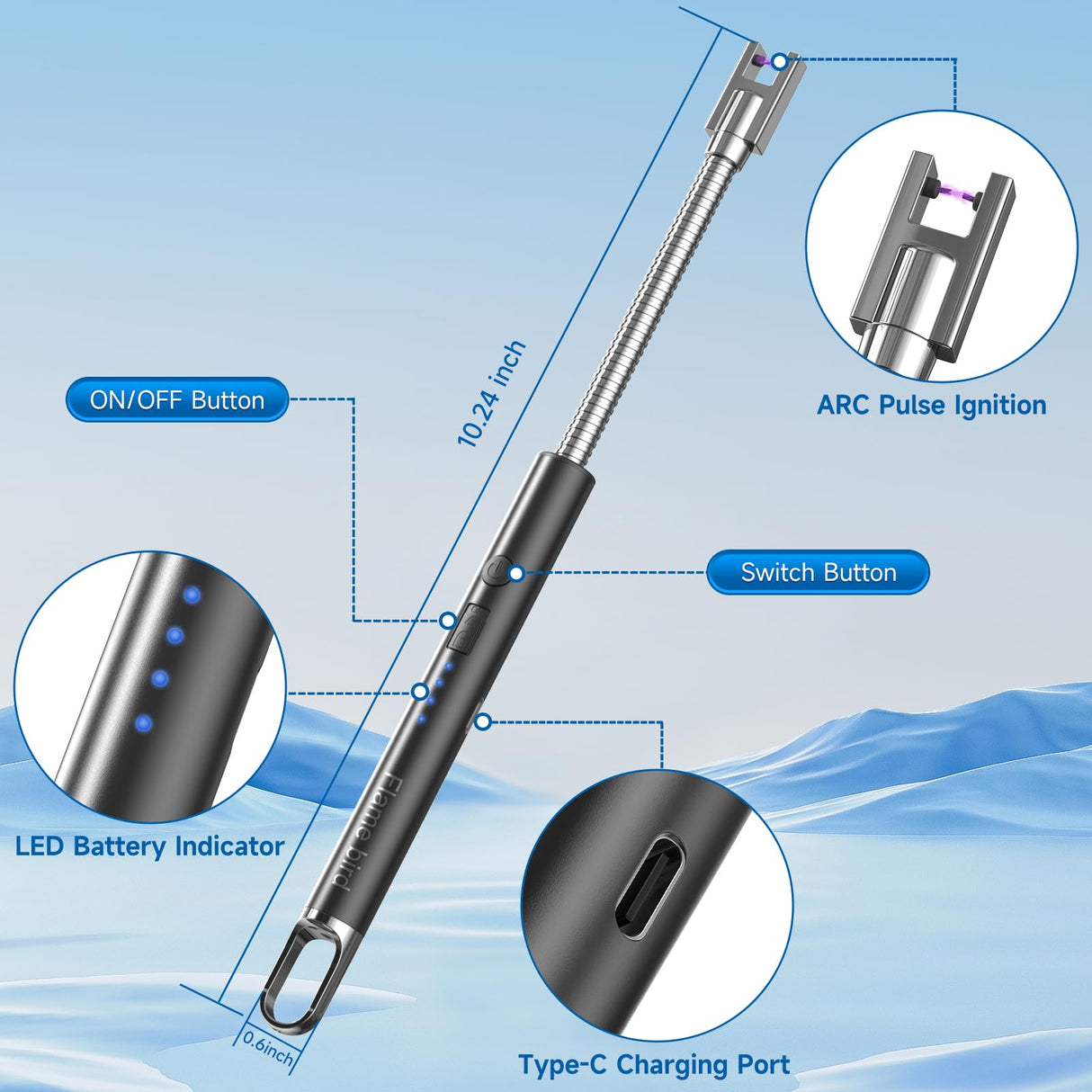 Flame bird 2 Pack Electric Candle Lighter Flameless Arc Windproof Flexible Long Neck USB Rechargeable Lighter Matches for BBQ Grill Fireworks Camping.(Black)