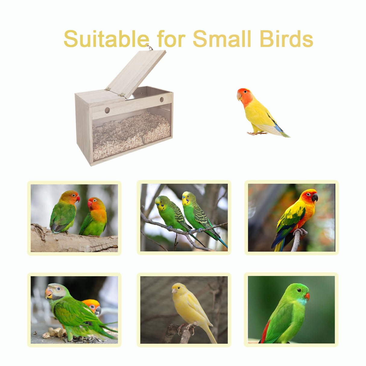 Tfwadmx Parakeet Nesting Box Transparent Bird Nest Box Wood Bird House for Cage Budgie Breeding Boxes for Parrotlets, Lovebirds and Other Small Sized Birds 7.8" x 4.7" x 4.7"