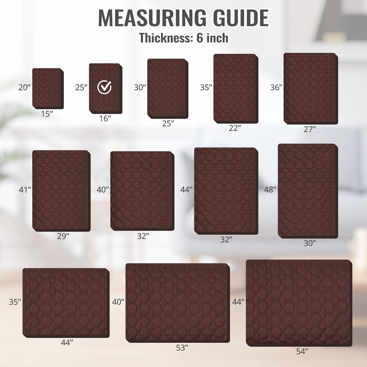 Nanbowang Waterproof Dog Bed Replacement, Washable Pet Pillow Cover Quilted, Lovely Puppy Bed for Dog/Cat - 16x25 Brown