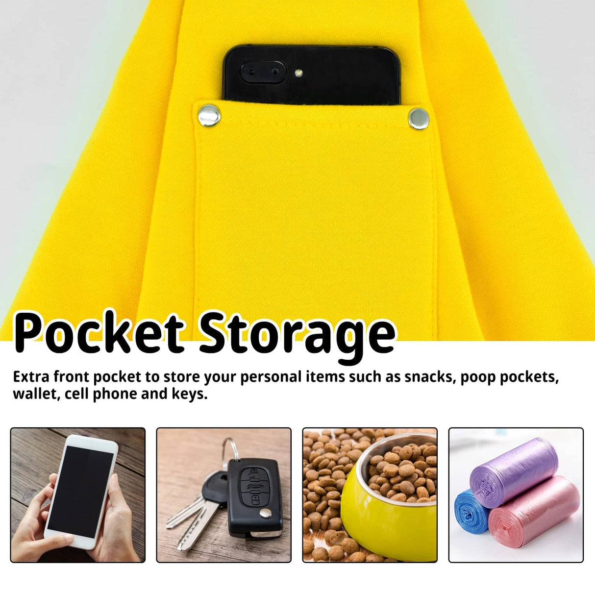 CUBY Dog and Cat Sling Carrier - Hands Free Reversible Small Pet Carrier Sling with Storage Pocket Design - Suitable for Puppy, Small Dogs Cats Outdoor Travel Walking(Yellow)