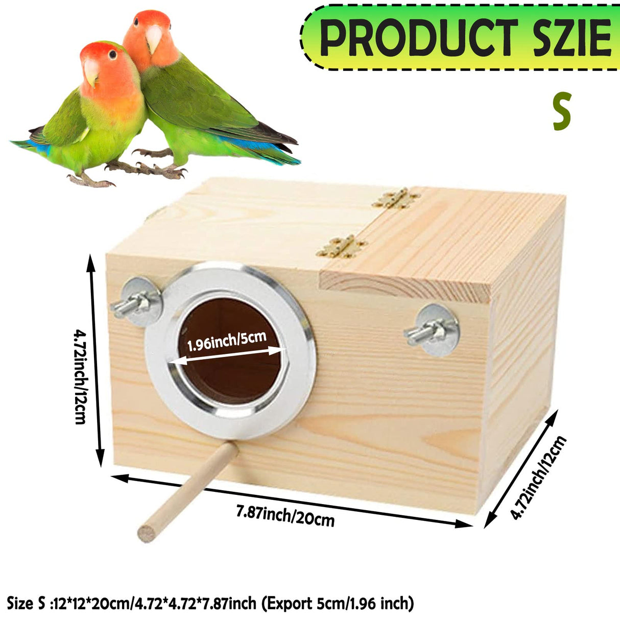 kathson Parakeet Nest Box Budgie Nesting House Cockatiel Breeding Parrots Mating Box for Lovebirds Small and Medium-Sized Birds(S)