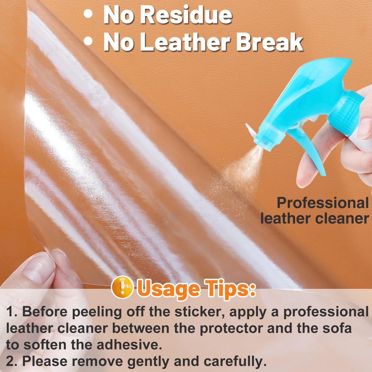 Cat Scratch Furniture Protector - Specially Designed for Leather Furniture, Easy to Remove Anti-Scratch Couch Protector from Cat, No Pins, 8 Pack