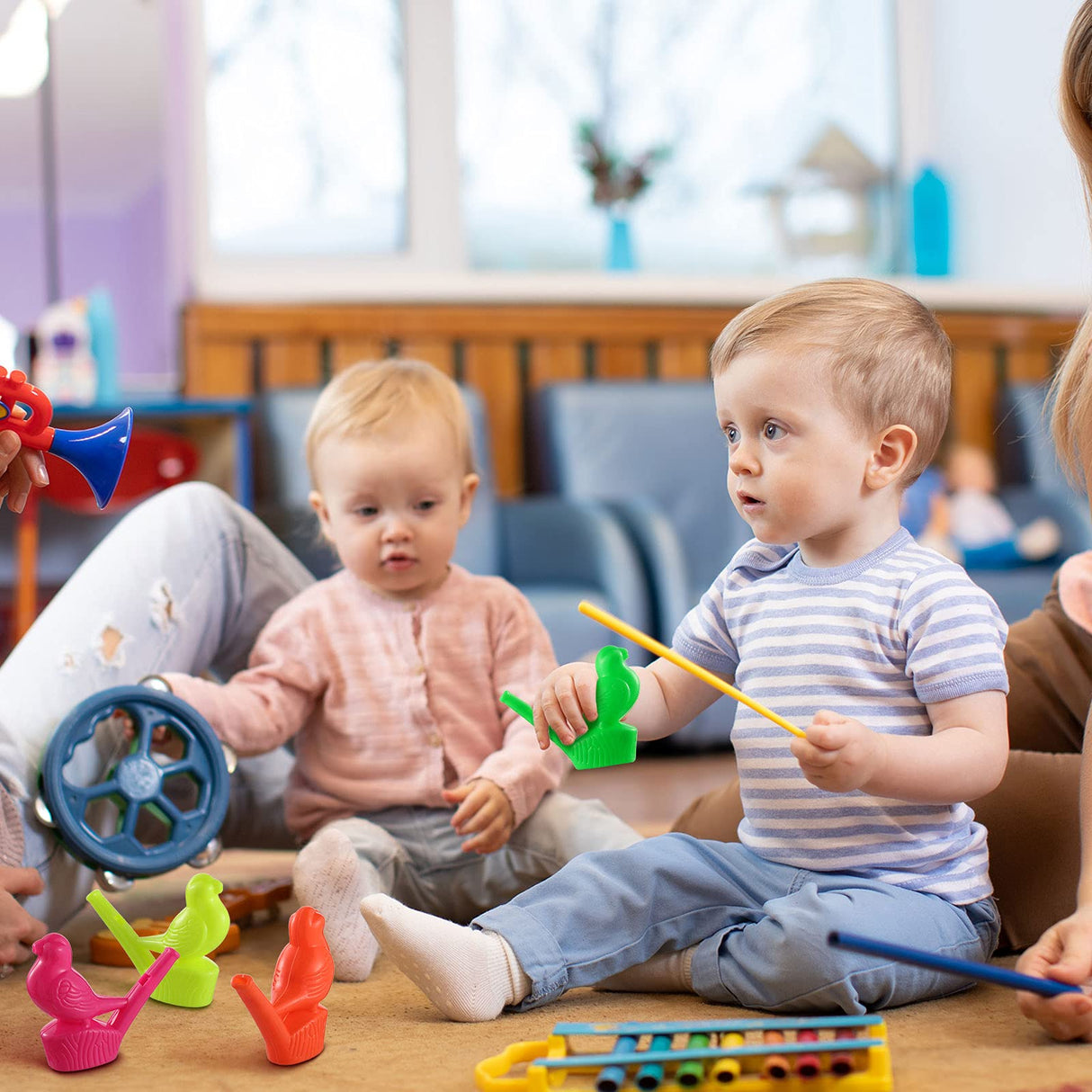 Sumind 16 Pcs Bird Water Whistles Party Whistles Bird Call Toys Novelty Water Warblers Musical Instrument Toy for Boys Girls Bath Party Games Gifts