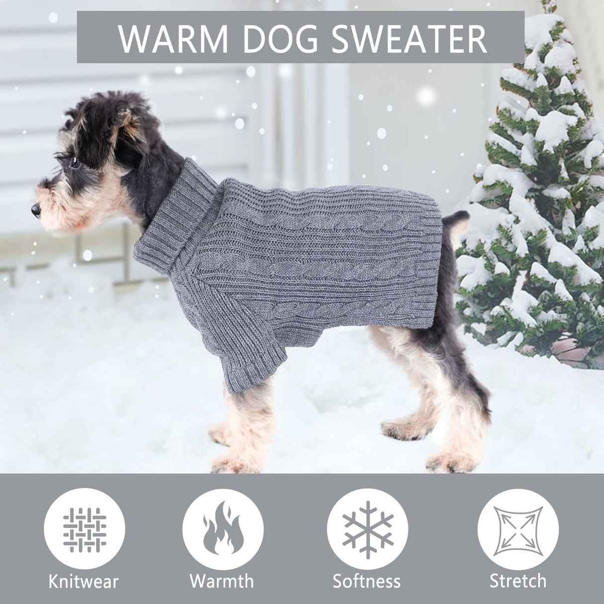 Winter Dog Clothes for Small Dogs Turtleneck Dog Sweaters Dog Knitted Warm Sweater Puppy Cold Weather Clothes Small Dog Pullover Sweater Fall Doggie Outfits Cat Apparel (Small)
