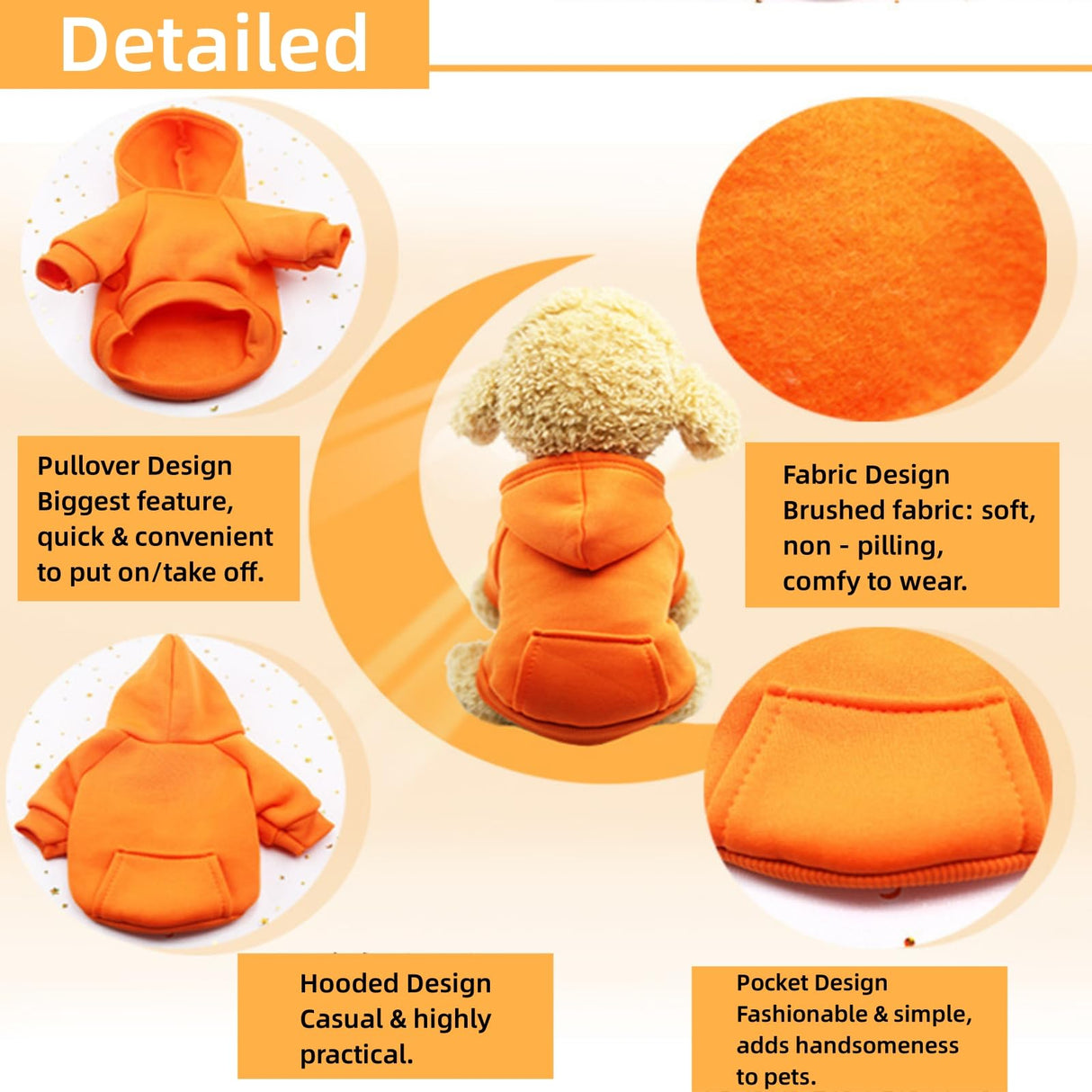 Pet Hoodie with Pocket,Soft Lined Dog Apparel for Pets of Different Sizes,Warm Outfit for Daily Wear and Outings