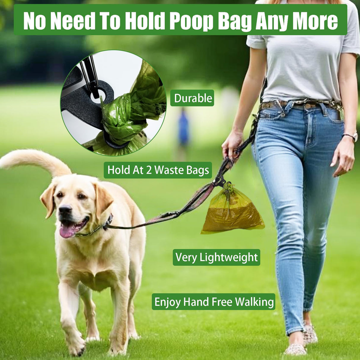Dog Poop Bag Holder Dogs Waste Bag Carrier Pet Poop Bags Holders for Doggie Waste Bags Dispensers, Clip Carrier for Leash Small Doggy Puppy Hand Free Walking Accessory Attachment, Black