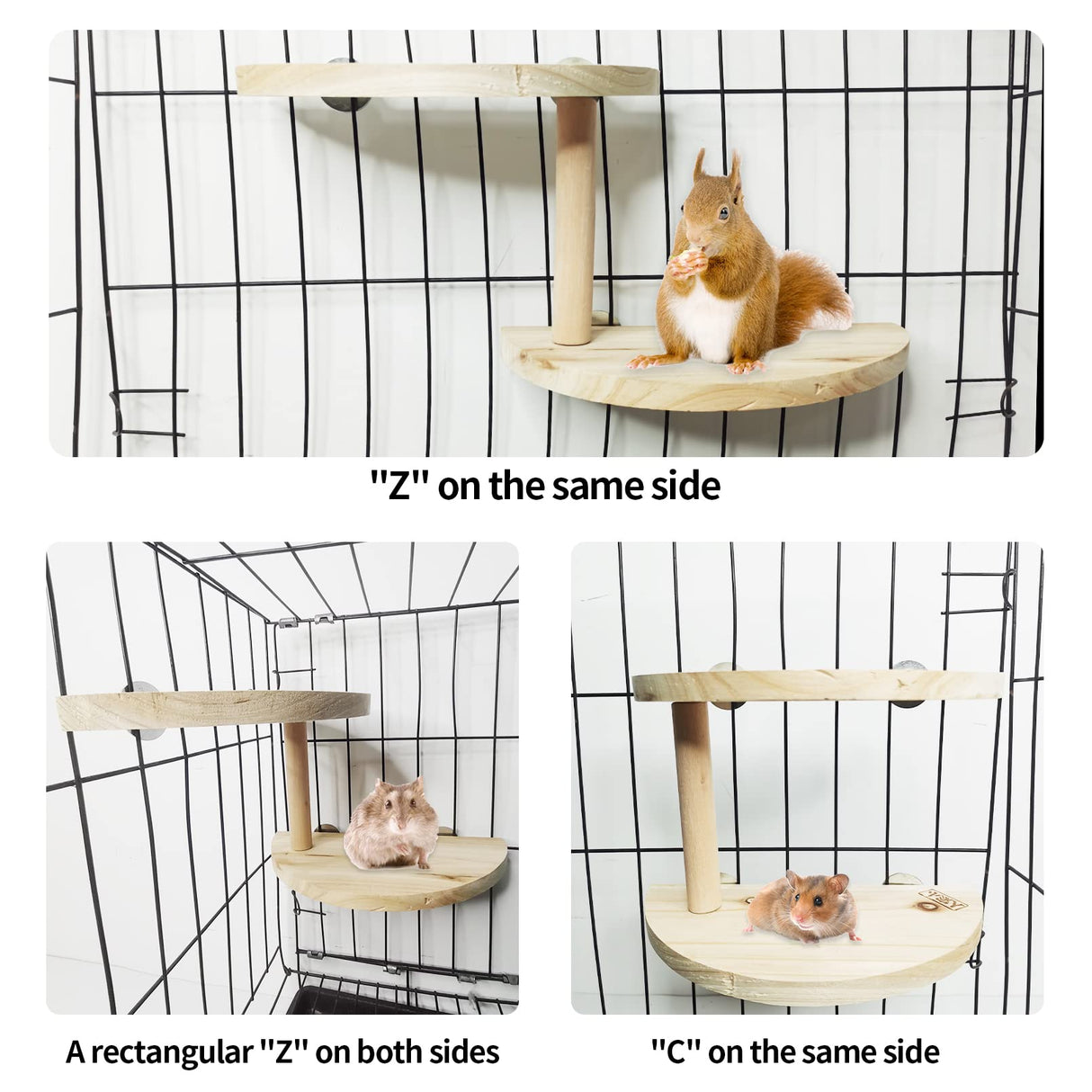Hamiledyi Birds Perch 2 Level Natural Hamster Standing Platform - Squirrel Gerbil Dwarf Wooden Chinchilla Cage Accessories - Small Animal and Parrots Activity Playground