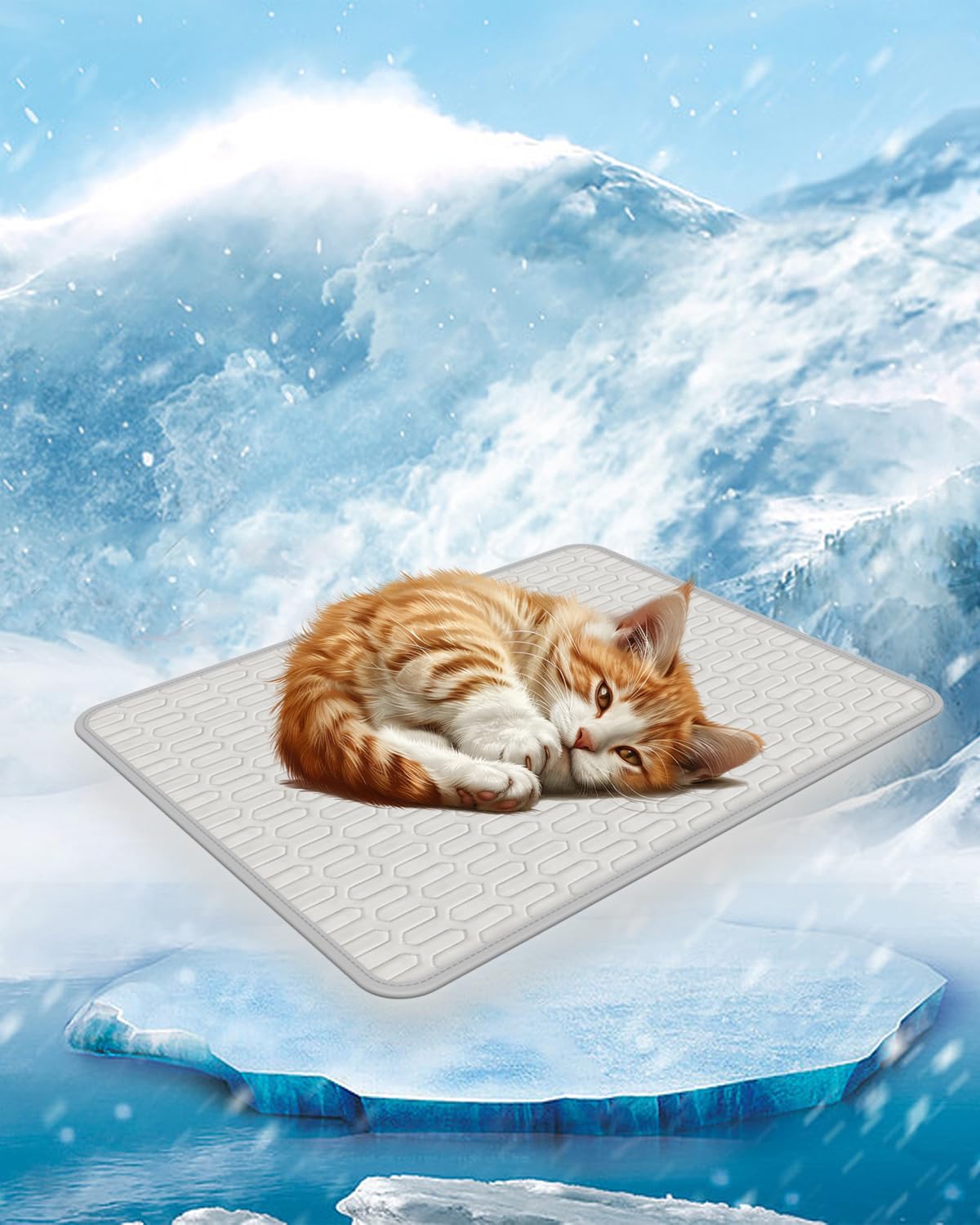 Rzxlszy Cat Cooling Mat 20" x 15" Small Pad for Dogs Sleeping Mats for Dog and Cat Durable Self Cool Pet Blanket Outdoor Indoor Non-Slip Cooling Dog Crate Mats (Gray)