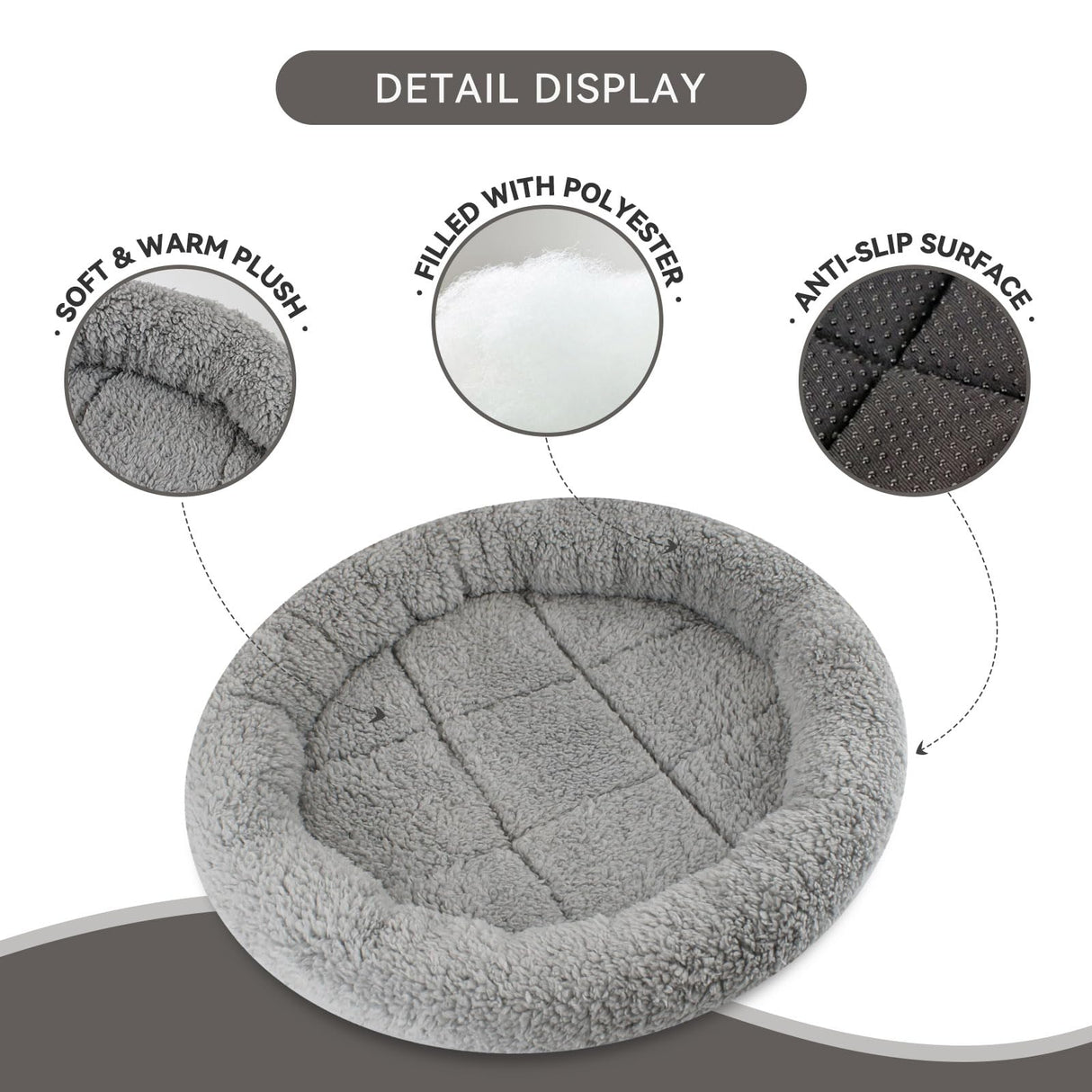 Enjoying Small Cat Bed Mat, 11.81" Round, Self Warming Cat Mat with Pillow Around, Dog Kitty Curling Sleep Cushion, Soft Kitten Pad for Carrier/Crate, Rabbit Warm Bed, Antiskid Bottom, Small