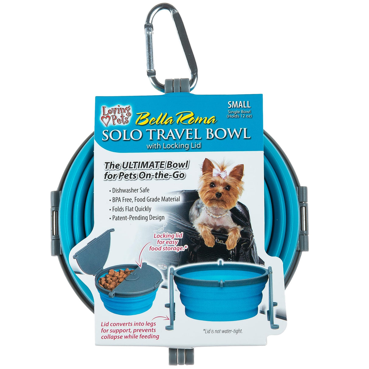 Loving Pets Bella Roma Collapsible Dog Bowls - Silicone Dog Bowls, Foldable Bowl, Puppy Essentials & Hiking Pet Supplies Great for Home & Travel (Blue, Small)
