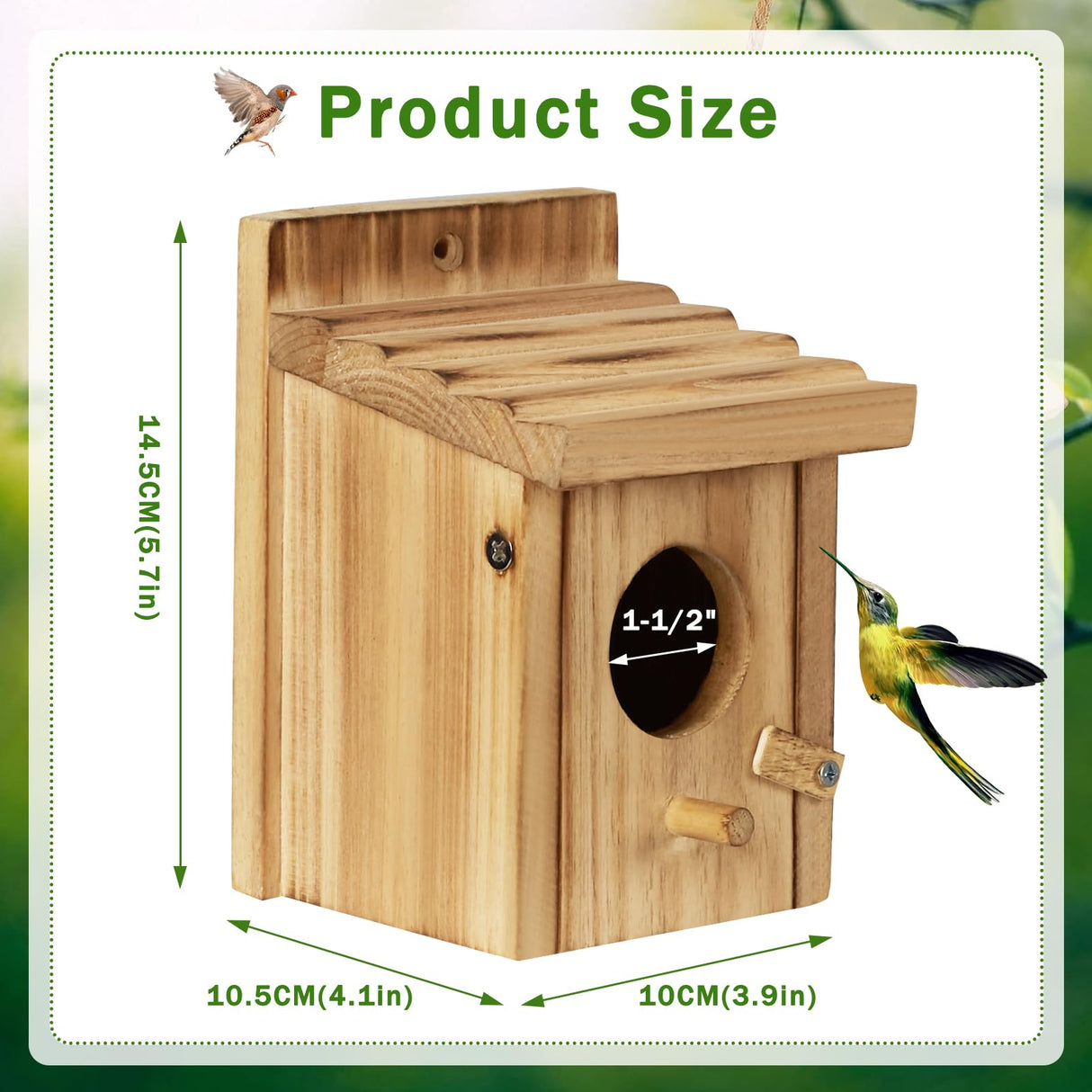 CLACKIBUKVYZ Small Bird House for Hummingbirds,Bird Houses for Outside,Humming Bird Houses for Outside,Outdoor Bird Box,Birdhouse,Bluebird House,Wooden Birdhouse with perches