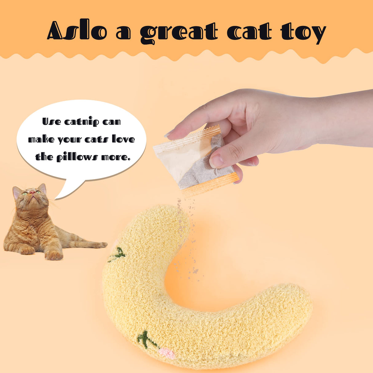 homelifthub Cat Pillows for Indoor Cat and Small Dog, Calming Dog Pillows, Half Donut Dog Cutated Calming Pillow, Cozy Cat Bed Pillow Cute Rabbit Pillows (Yellow)