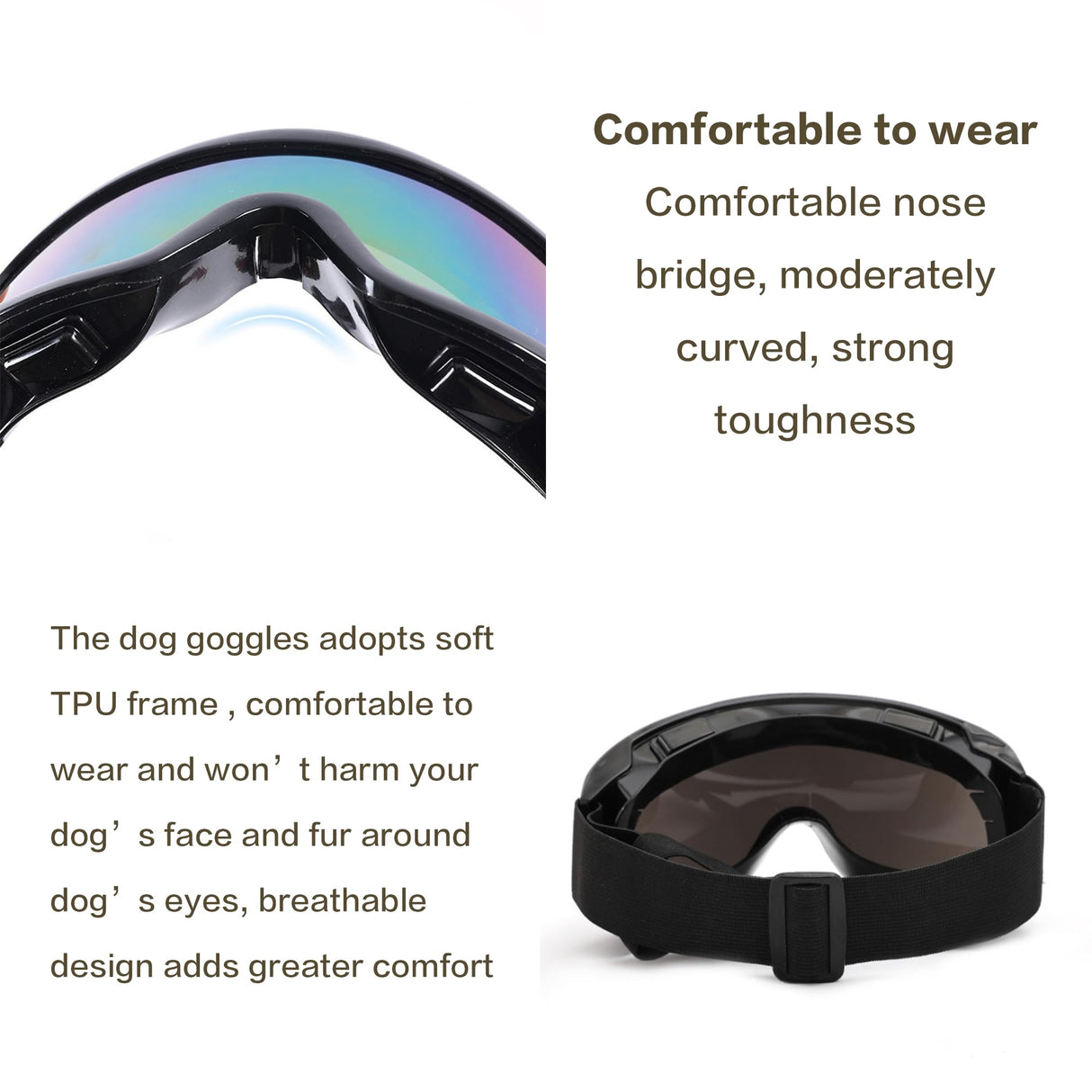 Dog Goggles Medium Large Breed, Dog Sunglasses with Adjustable Straps and Soft Sponge Pad,UV Protection, Windproof, Dustproof and Snowproof.
