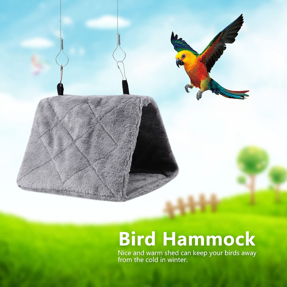 Haosie Warm Bird Nest House, Bird Bed for Cage Accessories, Parakeet Toys Hammock, Plush Parrot Hanging Hut Tent for Conure Cockatiel Lovebird Cockatoo