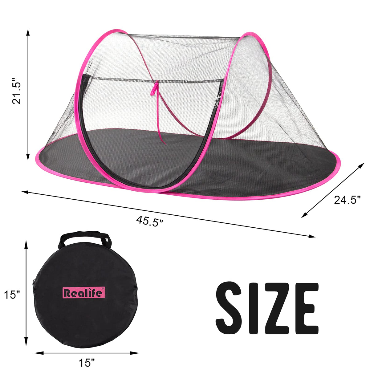 Realife Portable, Foldable Outdoor Cat Tent for Dogs and Small Animals, Rose Red
