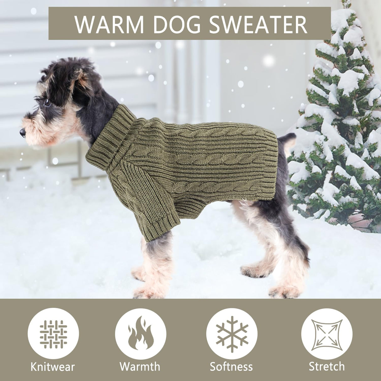 Dog Sweaters for Small Dogs Girl Fall Chihuahua Clothes Thick Small Dog Sweater Knitted Turtleneck Dog Clothes Stretchy Puppy Sweater Pet Pullover Knitwear Dog Outfits for Cold Weather (Green, Small)