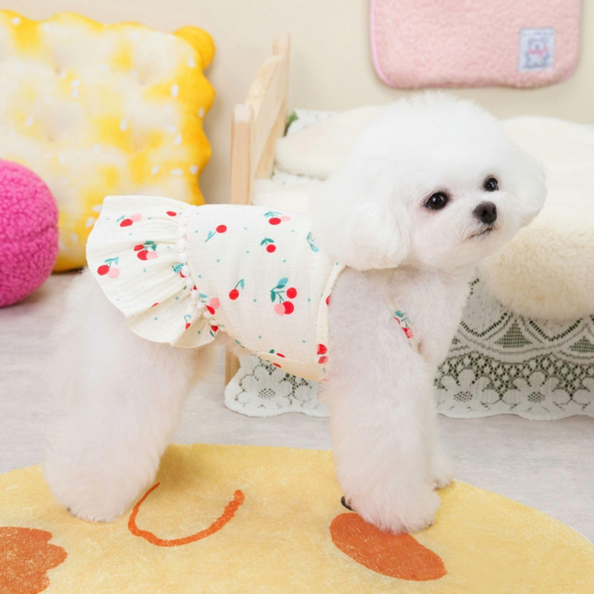 Floral Print Dog Dress Skirt for Small Medium Pet Skirt Soft Breathable Cotton Outfits