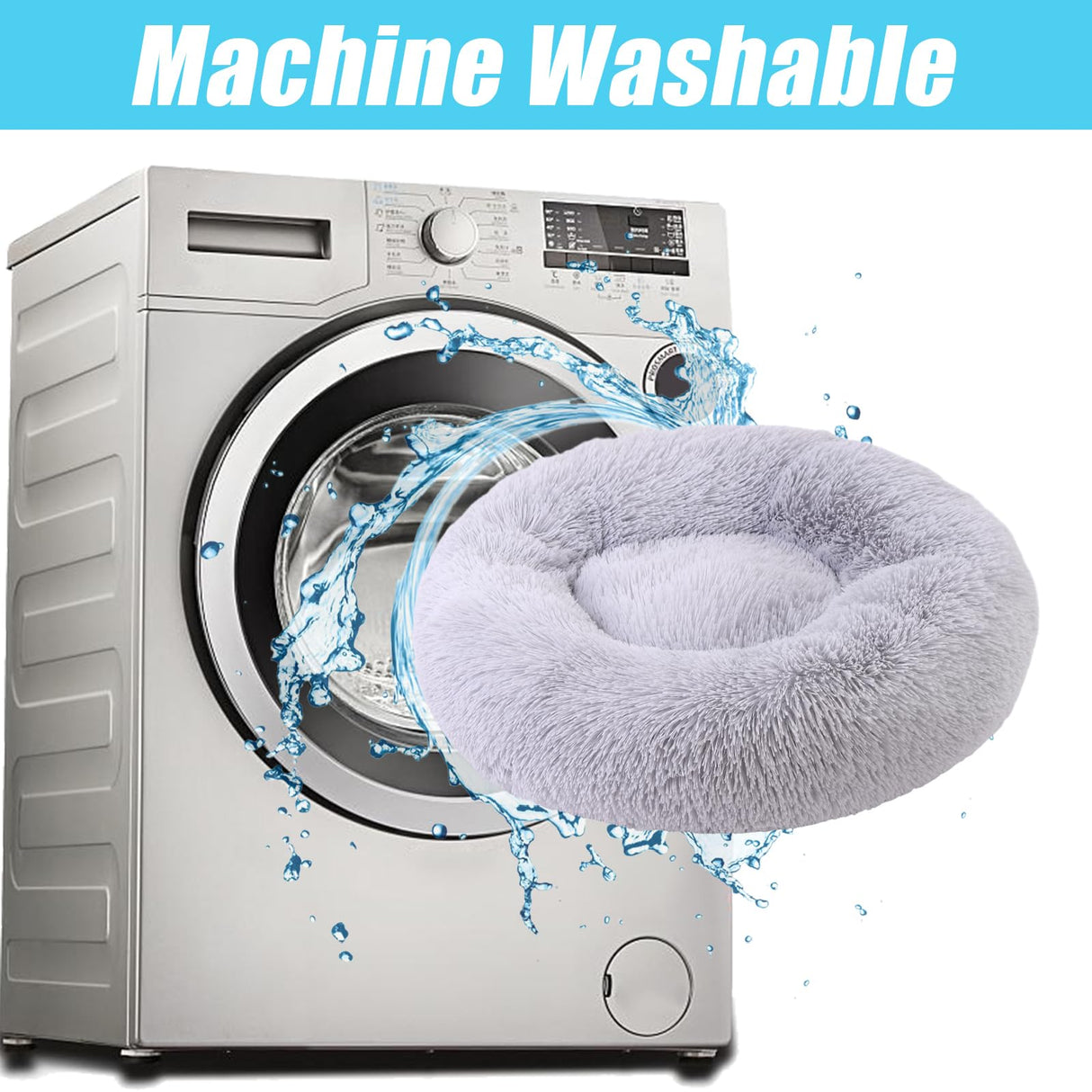 HYQ Small Dog Bed, Cat Beds for Indoor Cats, Pet Beds for Small Dogs, Fluffy Faux Fur Plush Small Dog Bed, Washable Puppy Bed with Anti-Slip Bottom, Dog Bed Small Size Dog (Light Gray, 20 Inch)