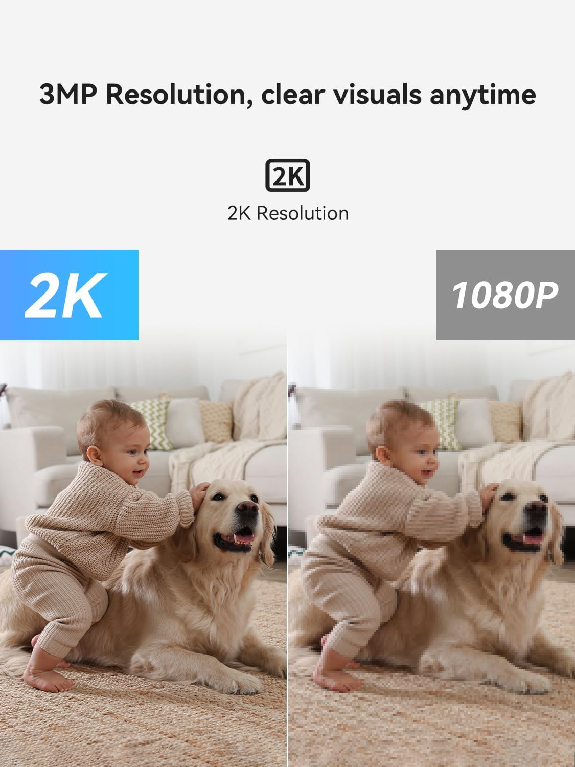 ORANZI WiFi Indoor Security Camera, Pet Camera with Phone APP, Pan/Tilt Wireless Cameras for Home Security 360, Smart Camera with Motion Detection, 2-Way Audio, Siren,Work with Alexa (not SD Card)