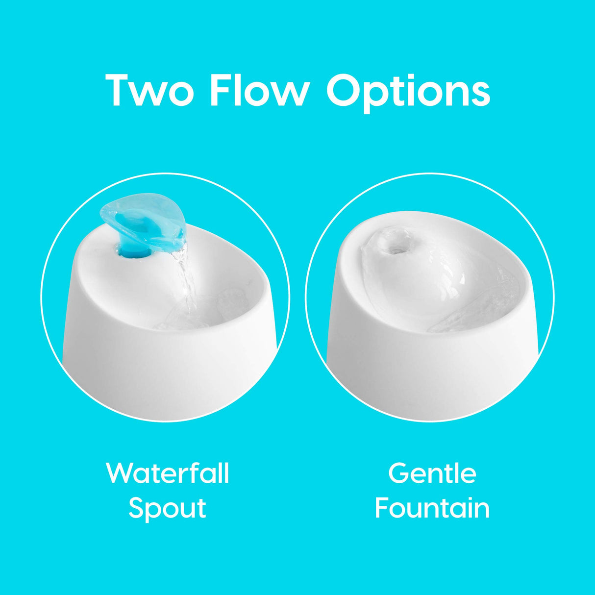 IRIS USA Cat Water Fountain, 44oz / 1.3L, Kitty Spout , Dog Fountain Water Bowl, Silent and Replaceable Charcoal Filter, White/Blue