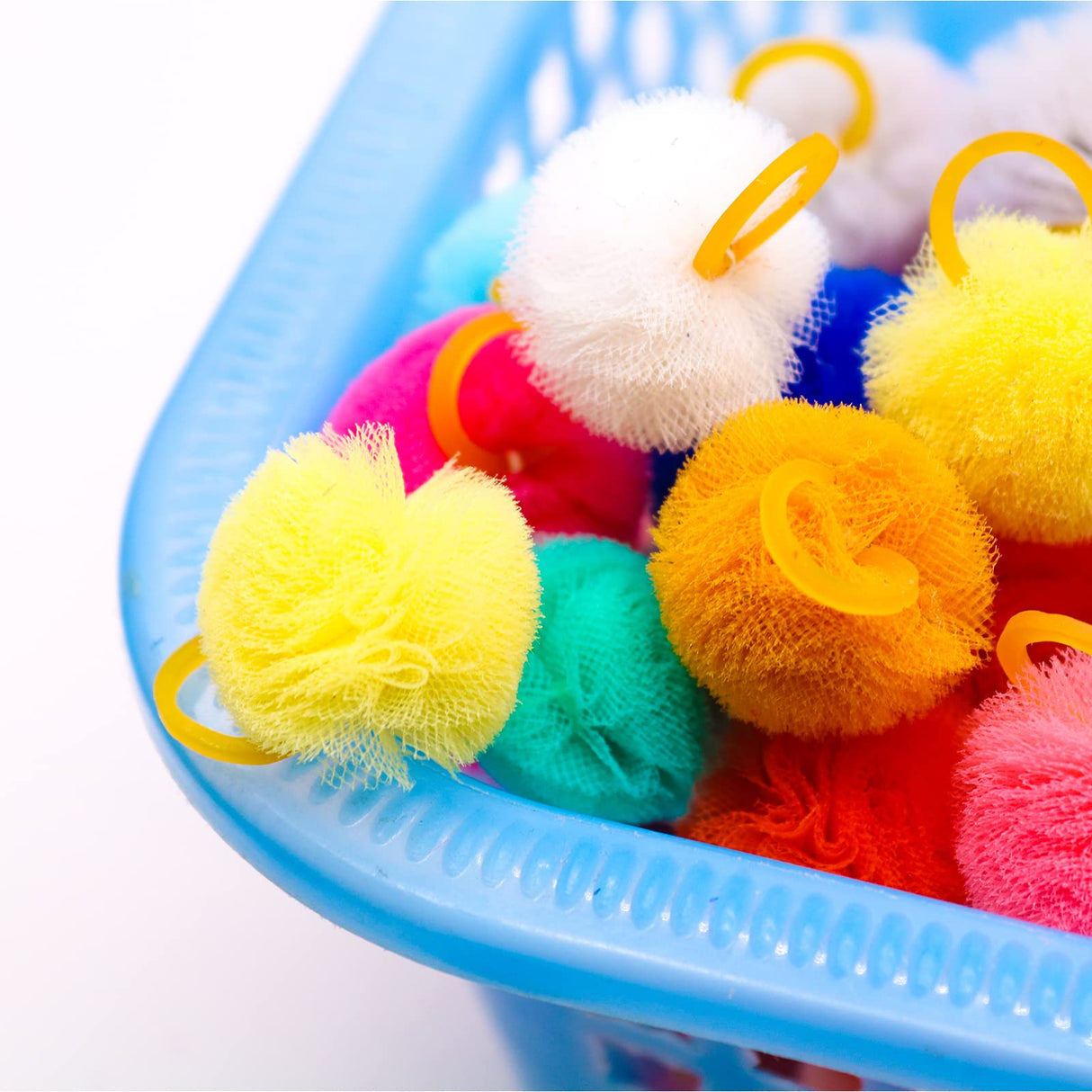 CRMADA Small Dog Bows, Multicolor Geometric Gauze with Rubber Bands, 0.78" Diameter, 24pcs/12pairs