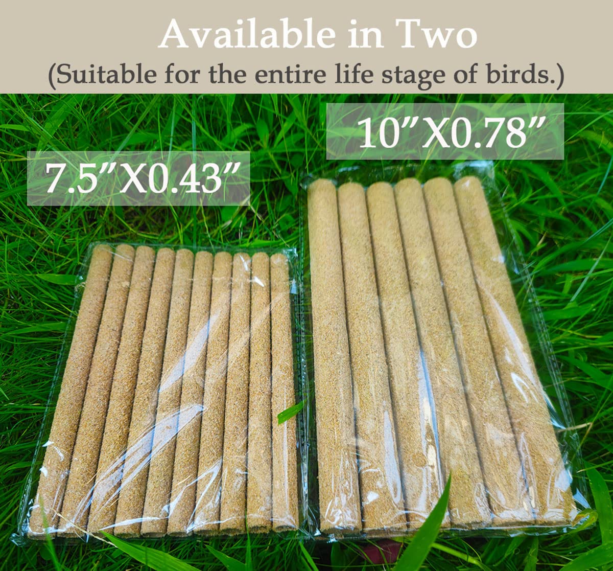 20Pcs Sand Perch Covers for Bird - Bird Perchs Covers 7.5" Long x 3/8" Diameter Bird perches for Parakeets, Lovebirds, Parrotlets, Canaries and Other Small Birds (Yellow, 20pcs 7.5" x 0.43")