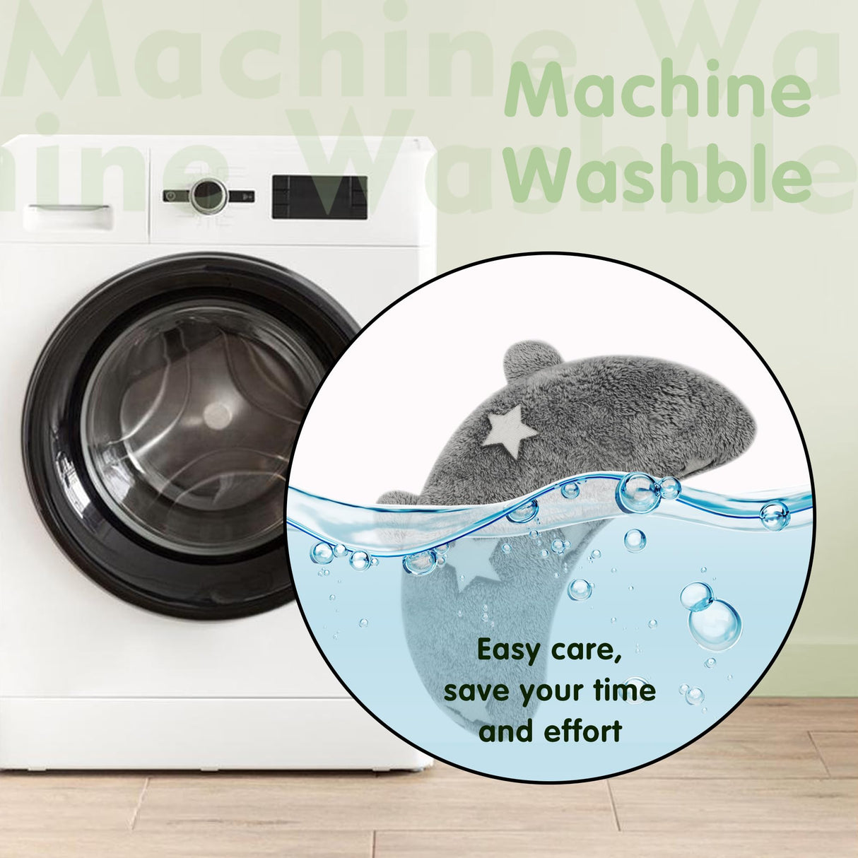 POMESEA Dog Calming Pillow Glow in The Dark, Soft U-Shaped Pet Pillows for Dogs & Cats, Machine Washable, Dog Neck Pillow, Joint Relief, Better Sleep (Medium, Gray)