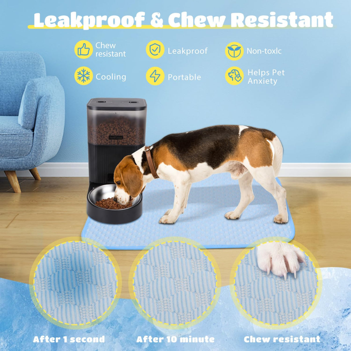 Nobleza Dog Cooling Pad, Durable Dog Chill Bed Leakproof Pet Cooling Mat Scratch-Resistant Design for Medium Dogs Cats Puppy in Hot Summer, Blue