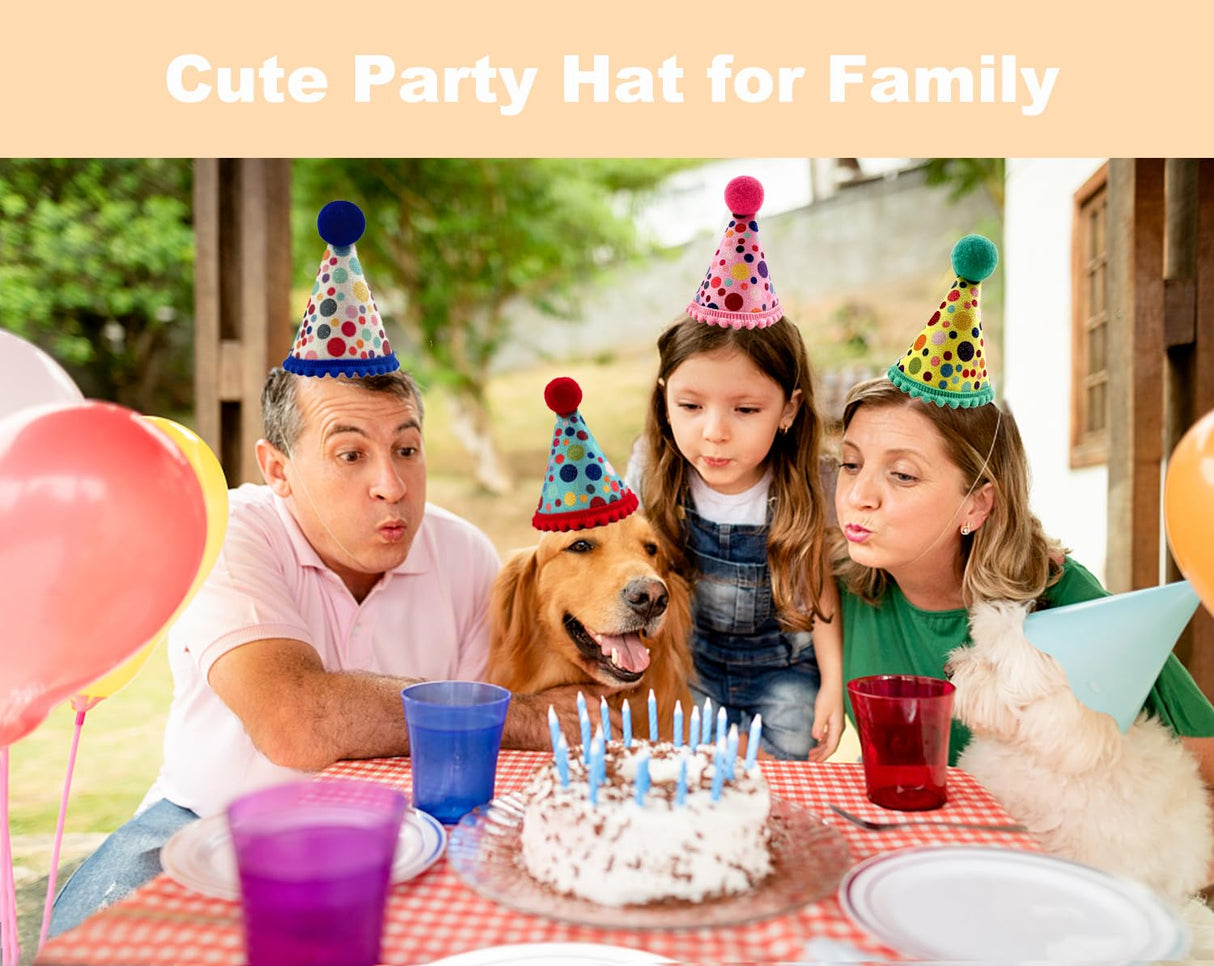 Arogheiz 3/4/5Pcs Small Cats Dogs Birthday Hats Set,Kitten Puppies Party Decoration Hats Grooming Accessories (4 Pcs Dot Print)