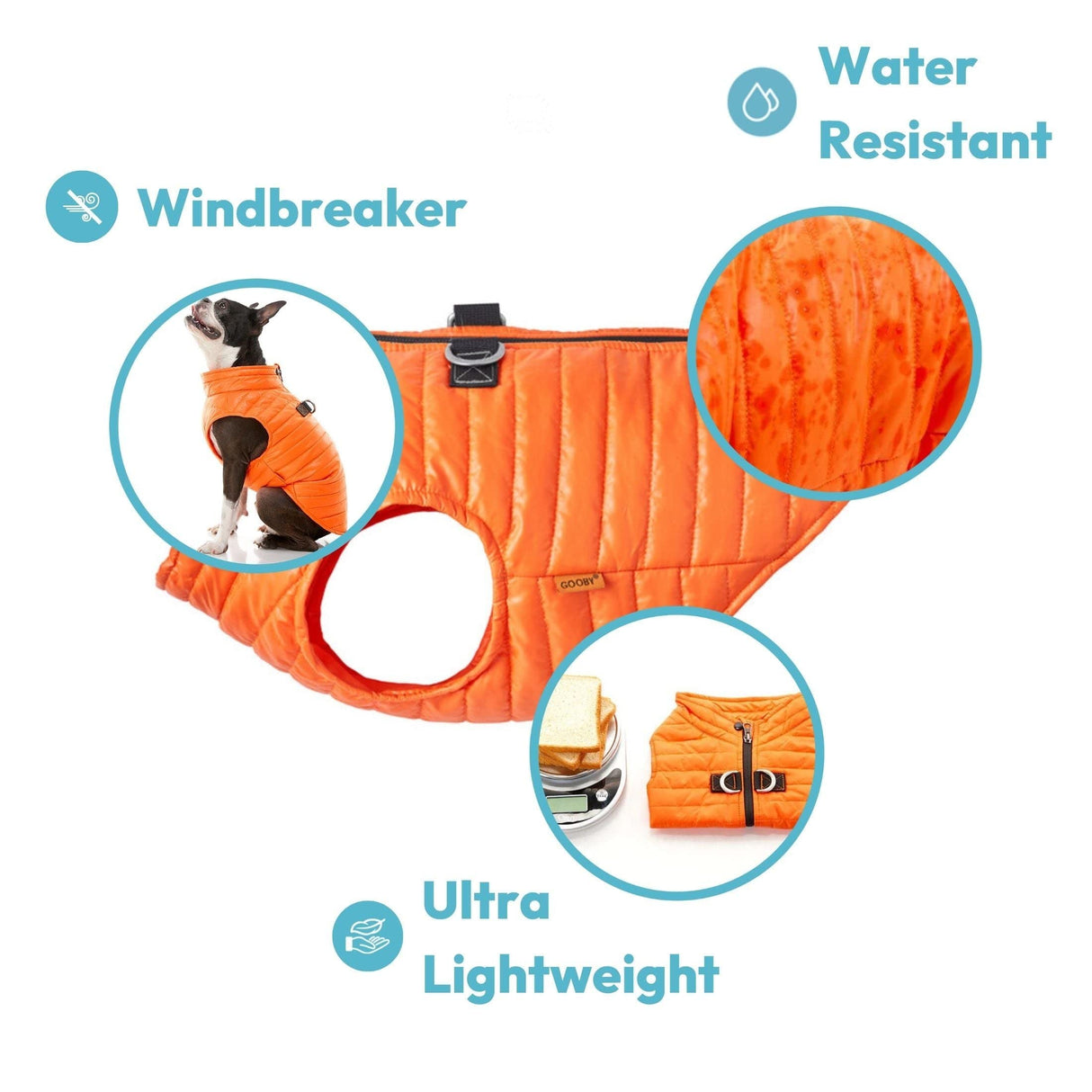 Gooby Puffer Vest Dog Jacket - Purple, X-Small - Ultra Thin Zip Up Wind Breaker with Dual D Ring Leash - Water Resistant Small Dog Sweater Coat - Dog Clothes for Small Dogs Boy or Medium Dogs, (12")