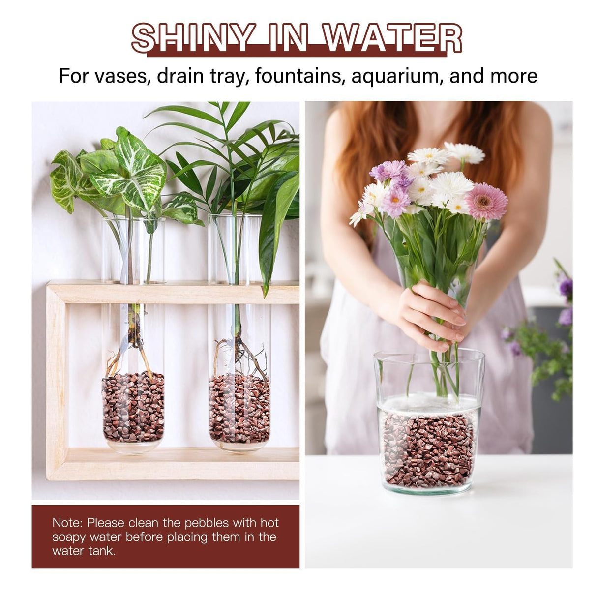 NUPICK 3 lbs Pebbles for Indoor Plants, 1/5 Inch Pea Gravel for Fish Tank, Polished Decorative Rocks for Succulent, Natural River Stones for Vases, Cactus, Landscaping, Bird Bath, Aquarium, Red