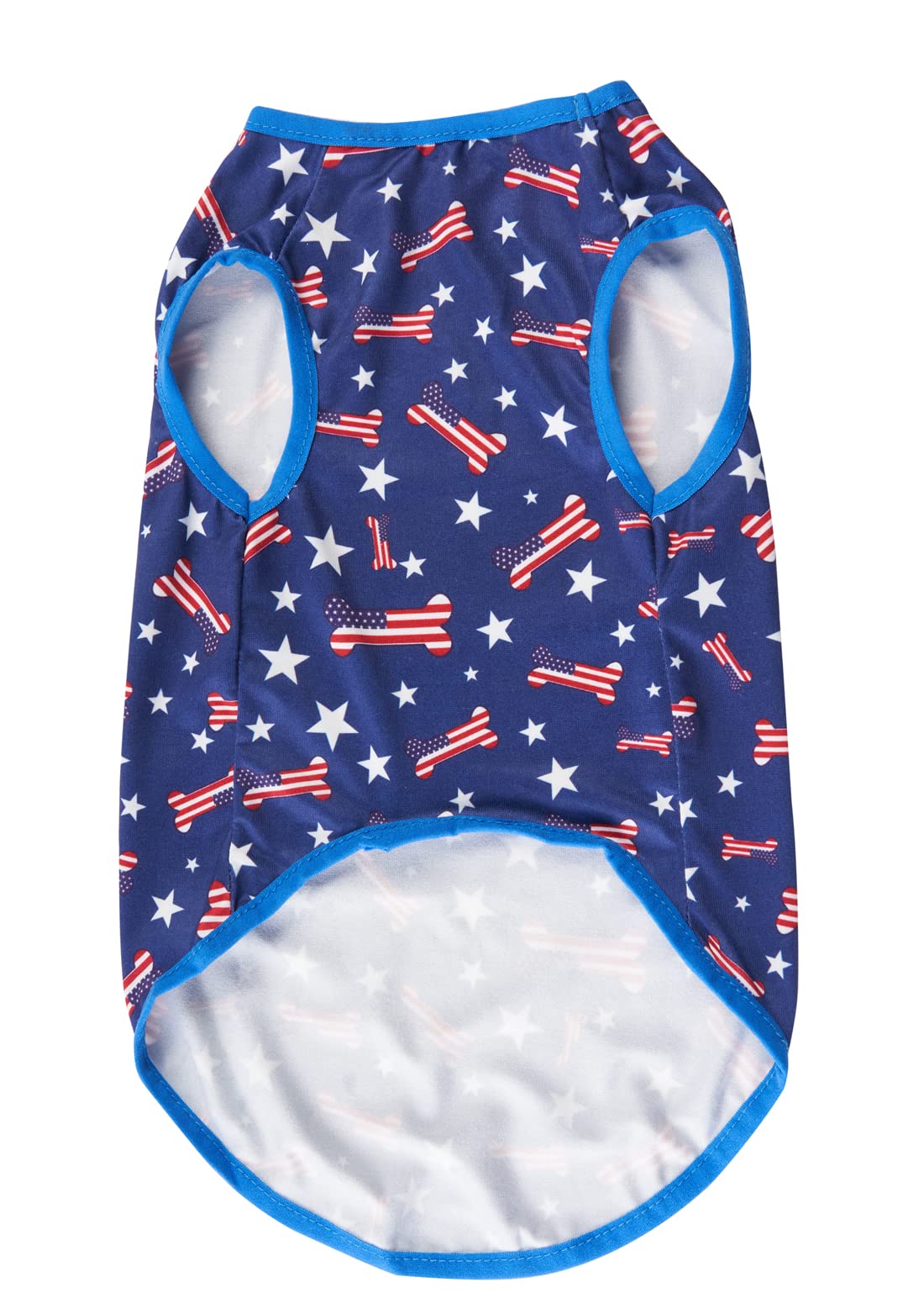 Bone American Star 4th of July Navy Blue Stripe Dog T-Shirts Summer Lightweight Pet Clothes X-Large 17.6" Back Length