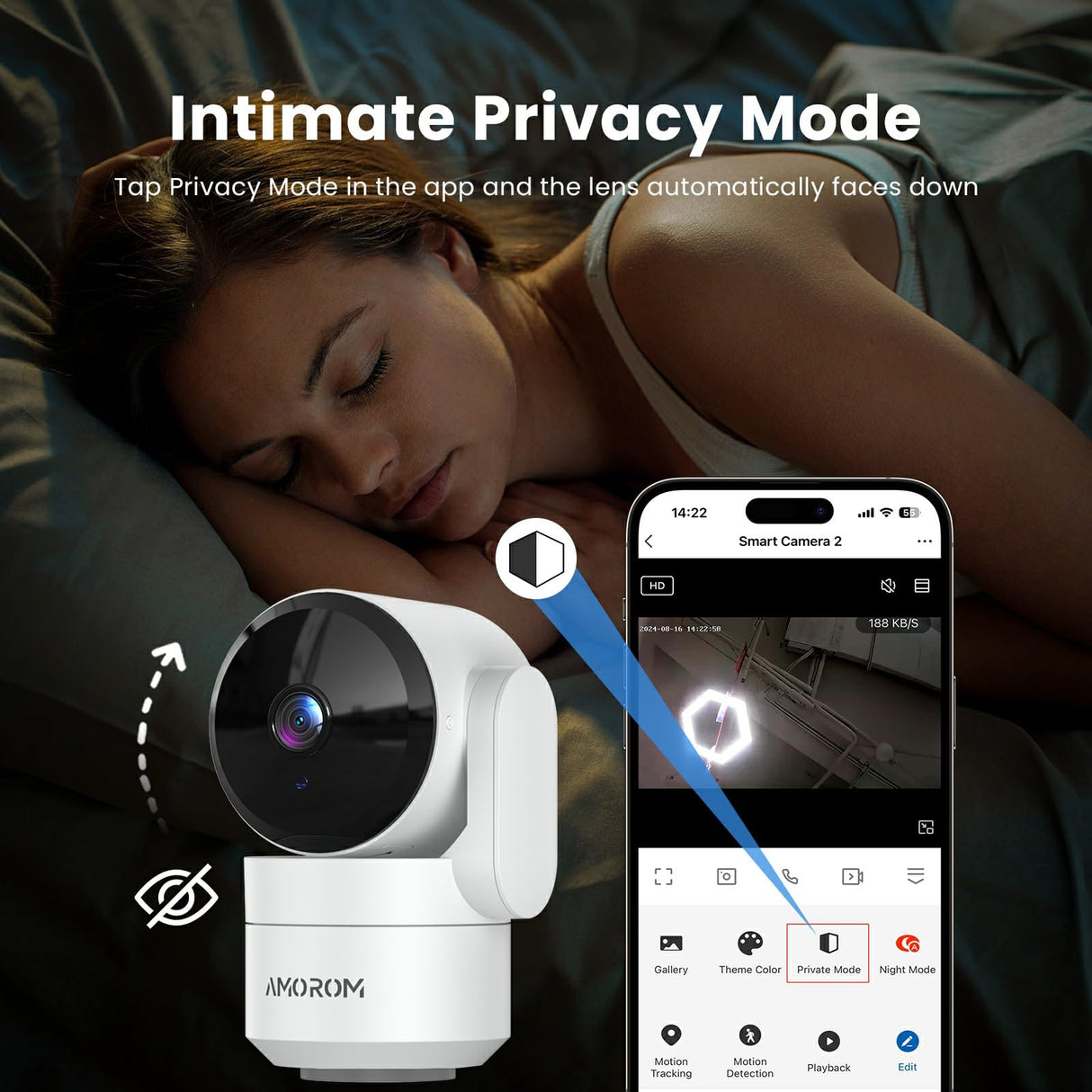 AMOROM Indoor Security Camera 360° with Pan/Tilt, Pet Dog Baby Monitor, 1080P HD Night Vision, Motion Detection, 2-Way Talk, Alexa & Google Home Compatible (2.4GHz WiFi)