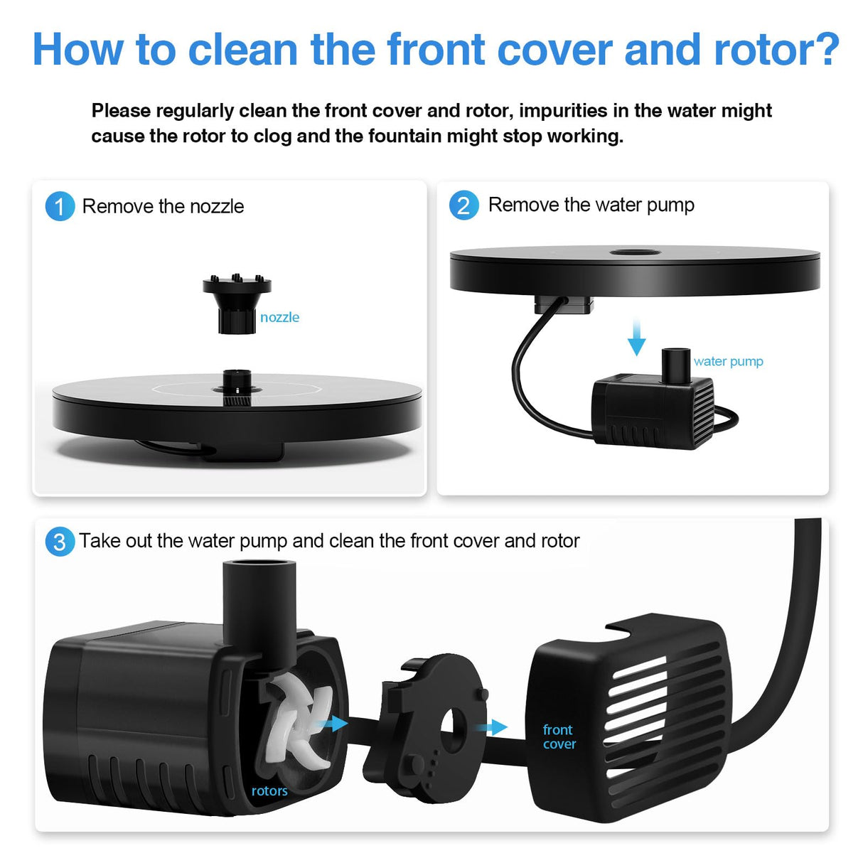 AUTGA Solar Fountain, Floating Solar Powered Water Fountain Pump for Bird Bath, Garden, Pond, Pool, Outdoor (1W)