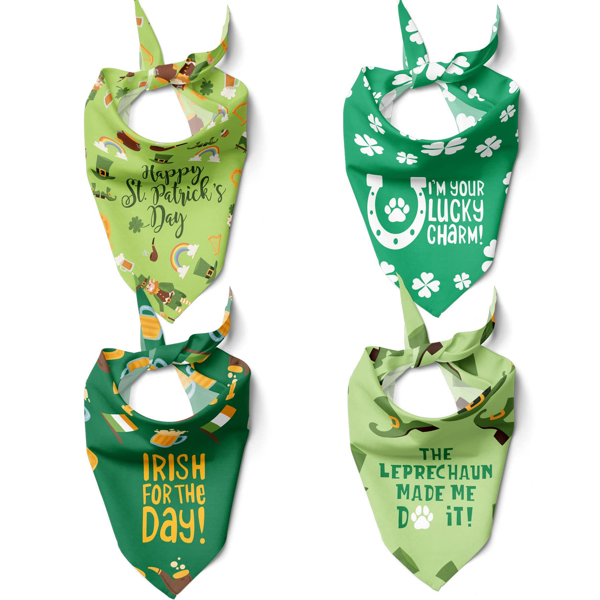 Bandoggies Breeze Pet Bandana, Plush Special-Occasion Bandanas, Cute Dog Accessories and Apparel, Unique Gifts for Dogs and Pet Owners (Large, St Patrick’s Day - Pack 1)