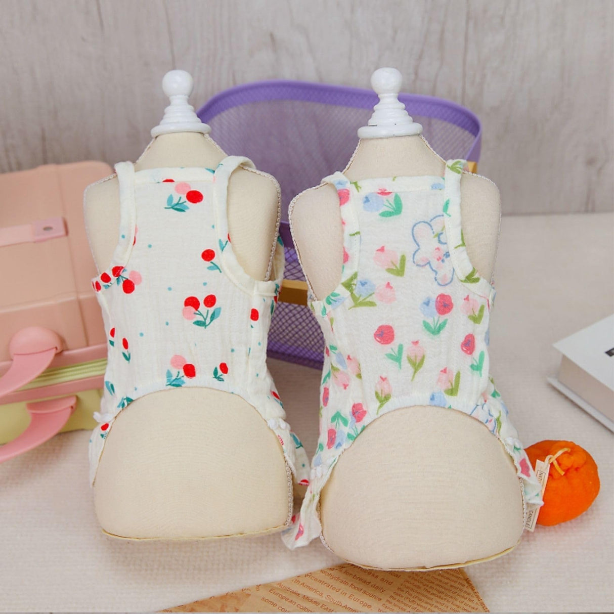 Floral Print Dog Dress Skirt for Small Medium Pet Skirt Soft Breathable Cotton Outfits