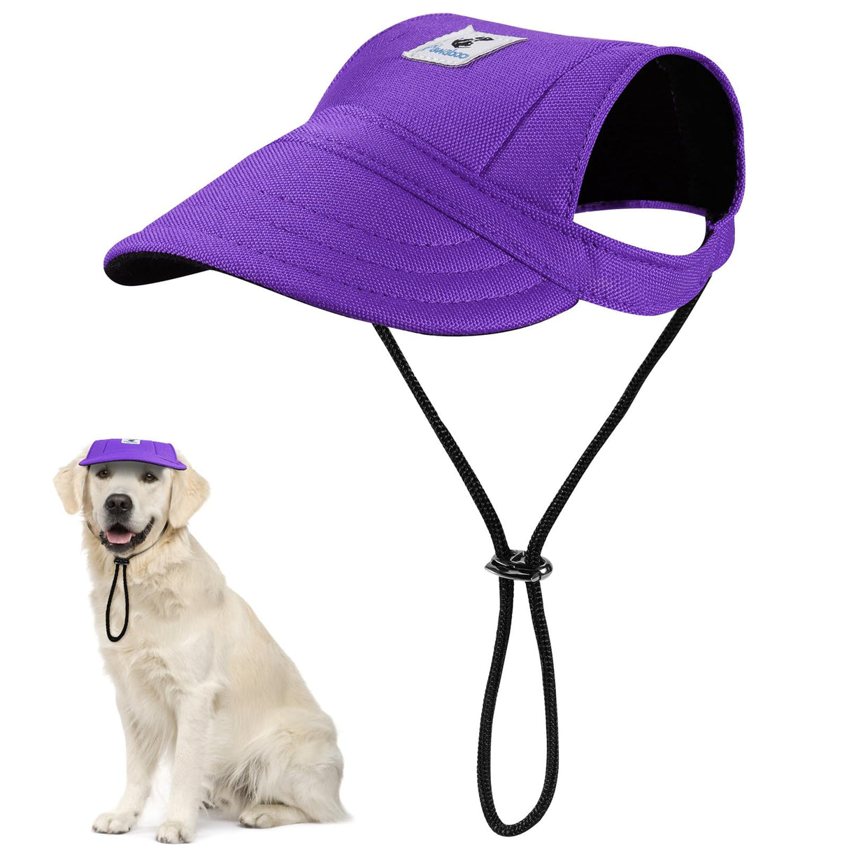Pawaboo Dog Baseball Cap, Outdoor Pet Sport Sun Protection Baseball Cap Hat, Adjustable Travel Sport Hat Visor Sunbonnet Outfit with Ear Holes for Small Dogs Puppy, XL, Purple