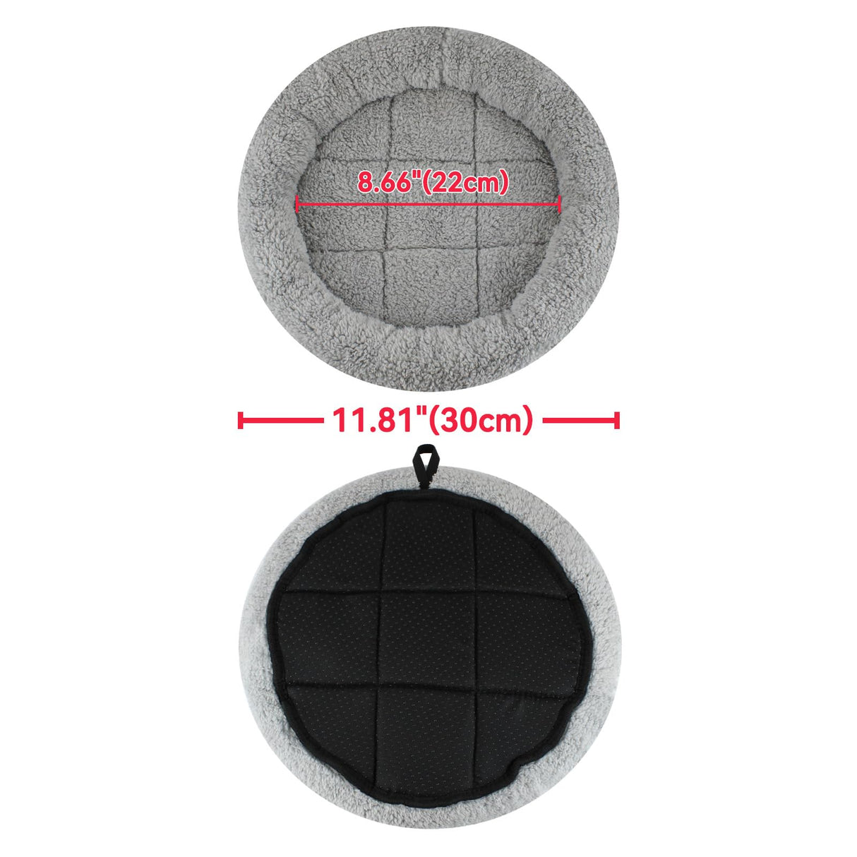 Enjoying Small Cat Bed Mat, 11.81" Round, Self Warming Cat Mat with Pillow Around, Dog Kitty Curling Sleep Cushion, Soft Kitten Pad for Carrier/Crate, Rabbit Warm Bed, Antiskid Bottom, Small