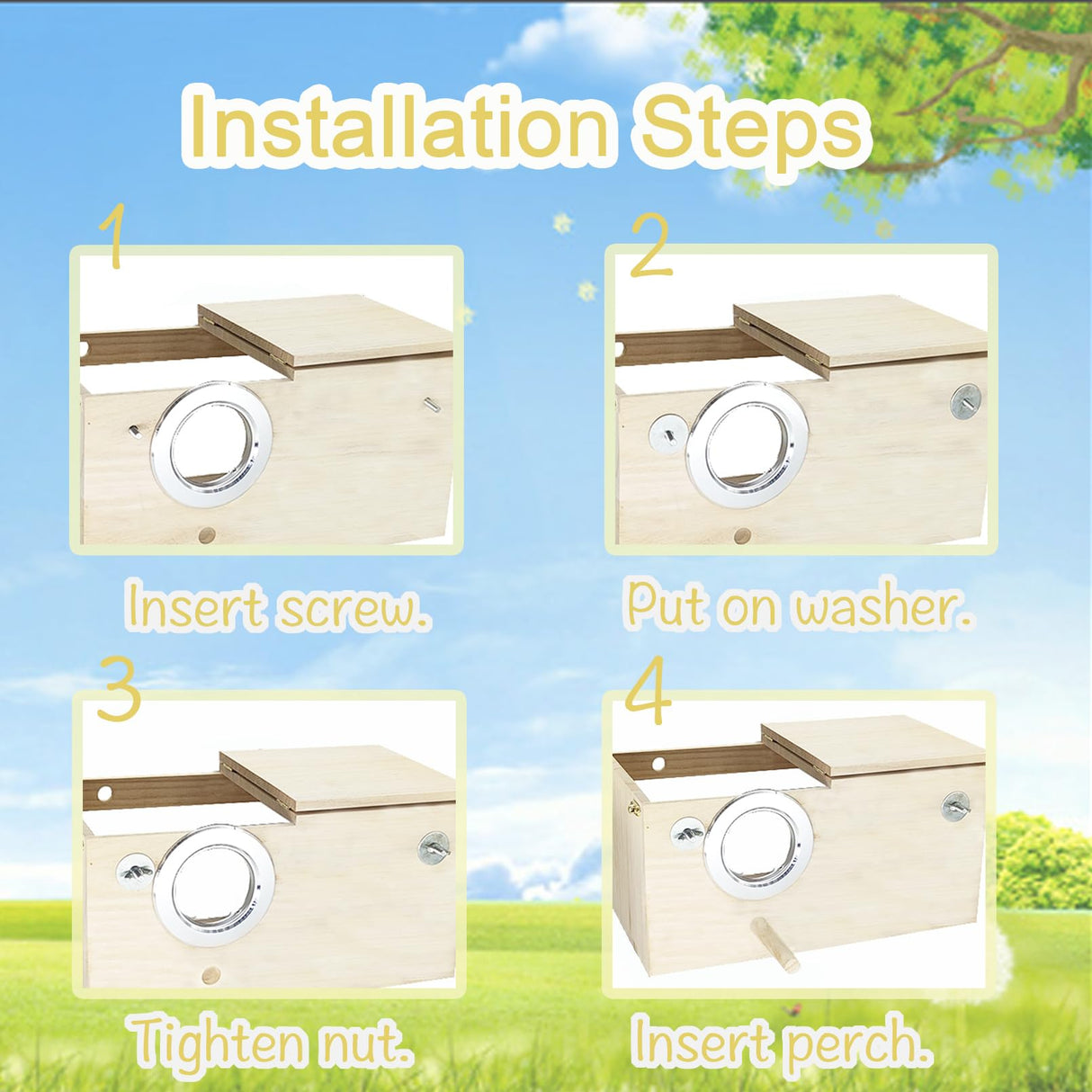 Tfwadmx Parakeet Nesting Box Transparent Bird Nest Box Wood Bird House for Cage Budgie Breeding Boxes for Parrotlets, Lovebirds and Other Small Sized Birds 7.8" x 4.7" x 4.7"