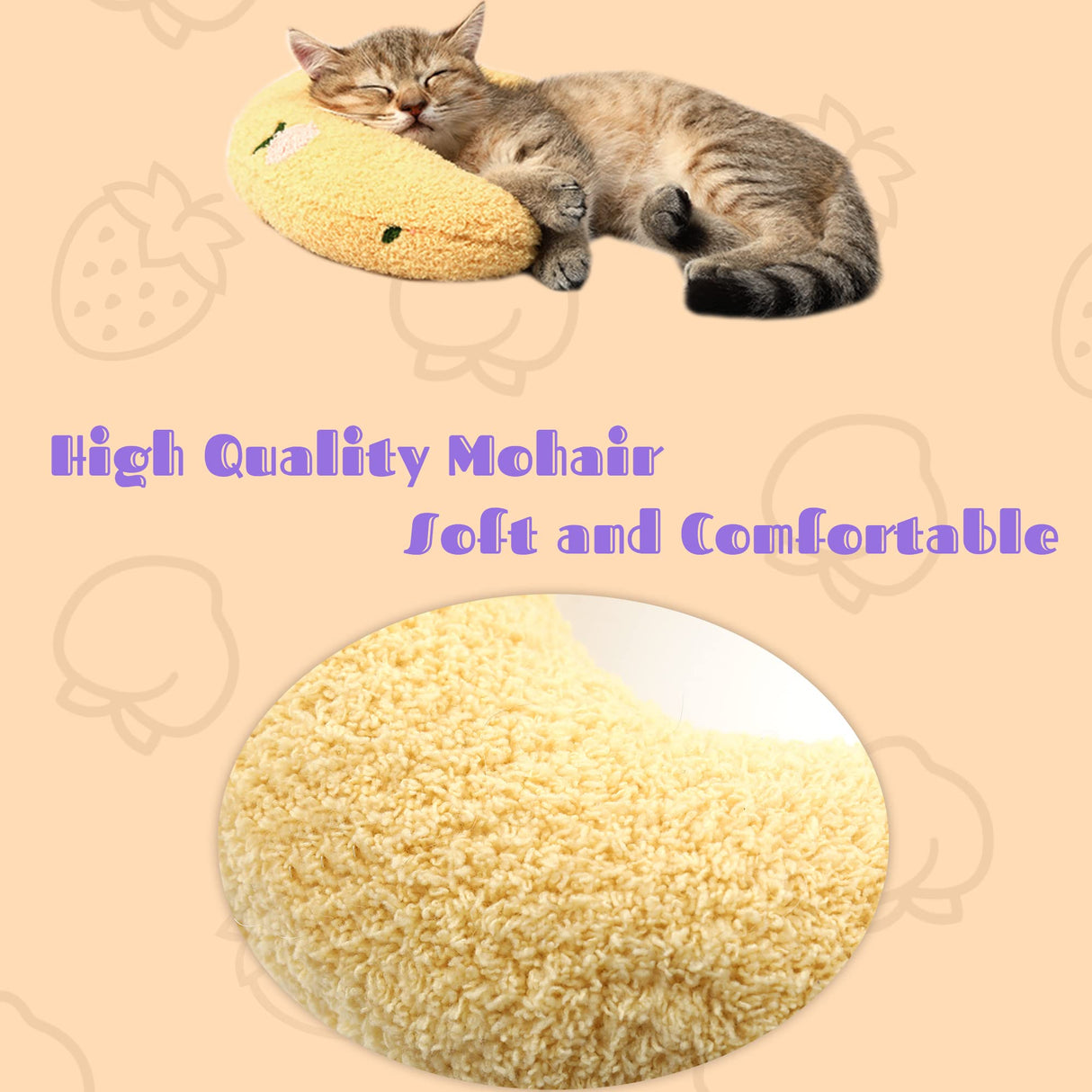 homelifthub Cat Pillows for Indoor Cat and Small Dog, Calming Dog Pillows, Half Donut Dog Cutated Calming Pillow, Cozy Cat Bed Pillow Cute Rabbit Pillows (Yellow)